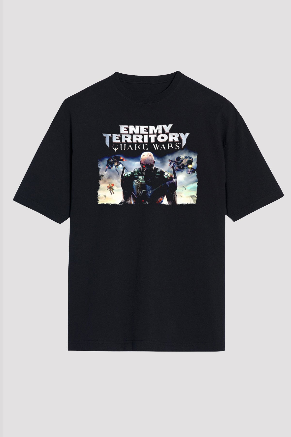 Quake Wars Siyah Oversize Tişört Oversize T-shirt