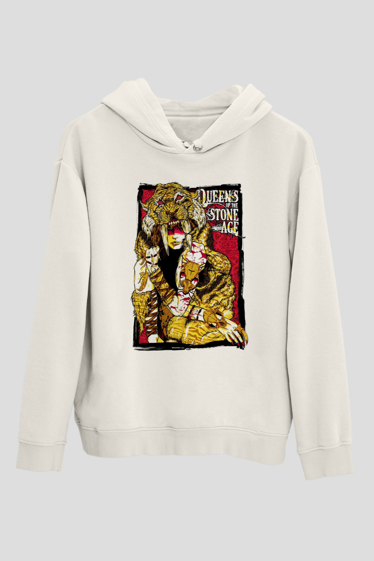 Queens of the Stone Age Beyaz Unisex Kapşonlu Sweatshirt