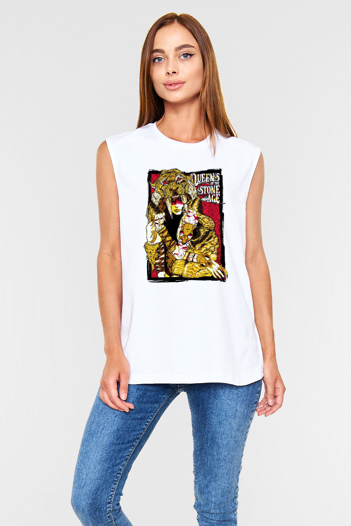 Queens of the Stone Age Beyaz Unisex Kolsuz Tişört