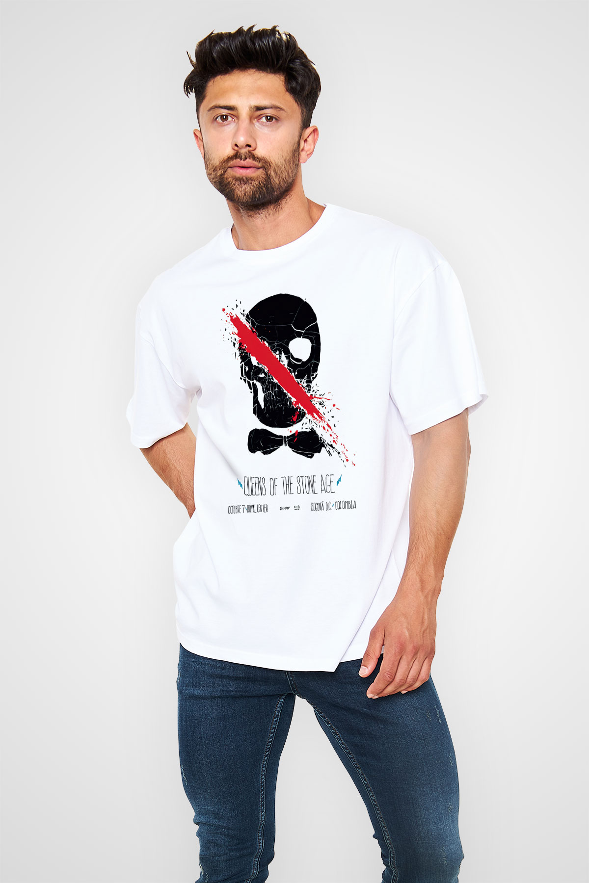 Queens of the Stone Age Beyaz Unisex Oversize Tişört T-Shirt