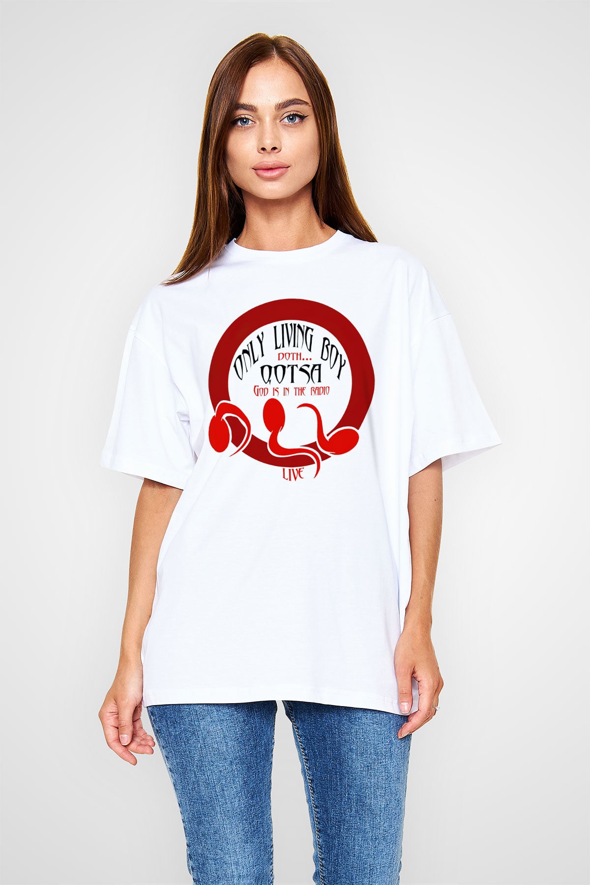 Queens of the Stone Age Beyaz Unisex Oversize Tişört T-Shirt