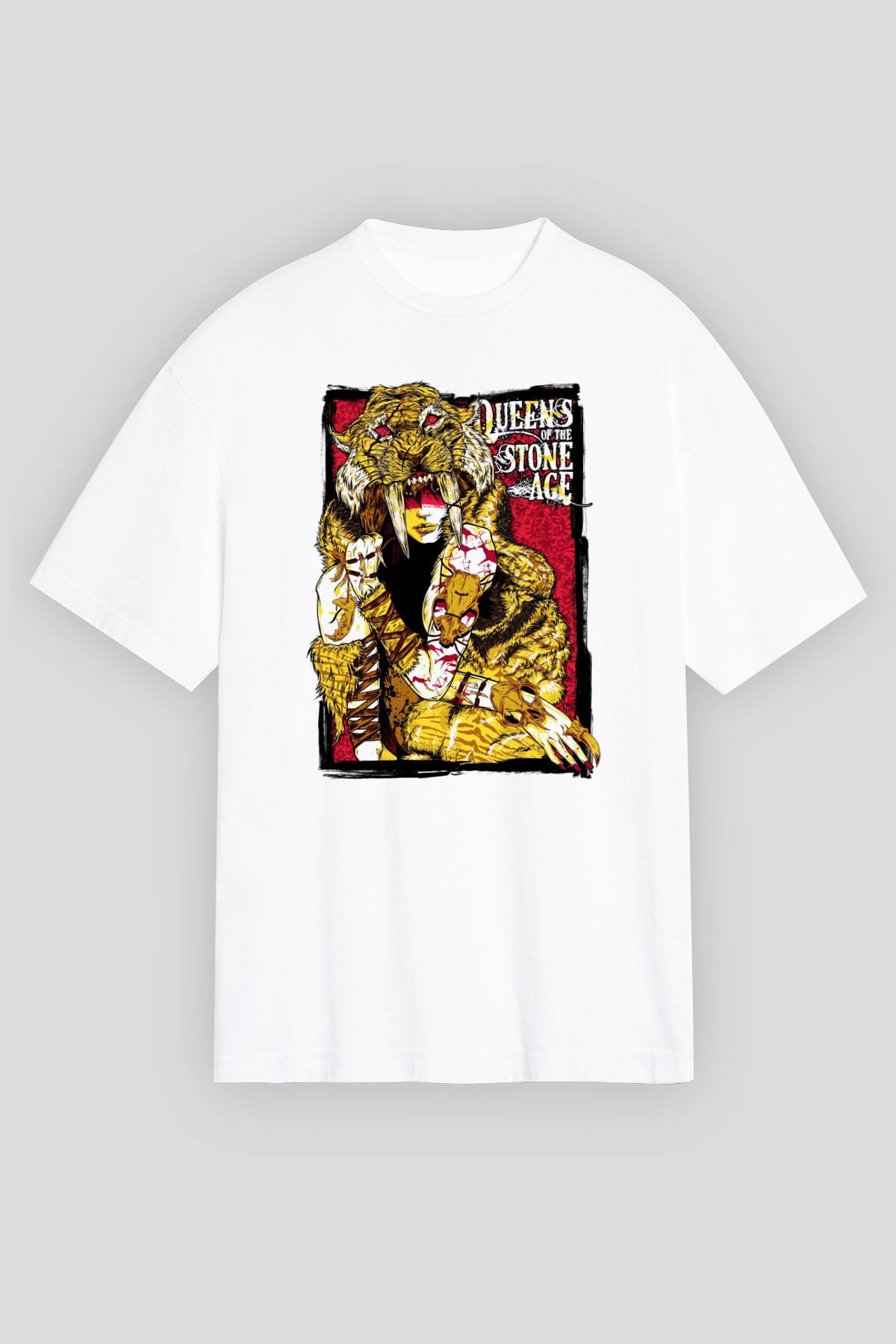 Queens of the Stone Age Beyaz Unisex Oversize Tişört T-Shirt