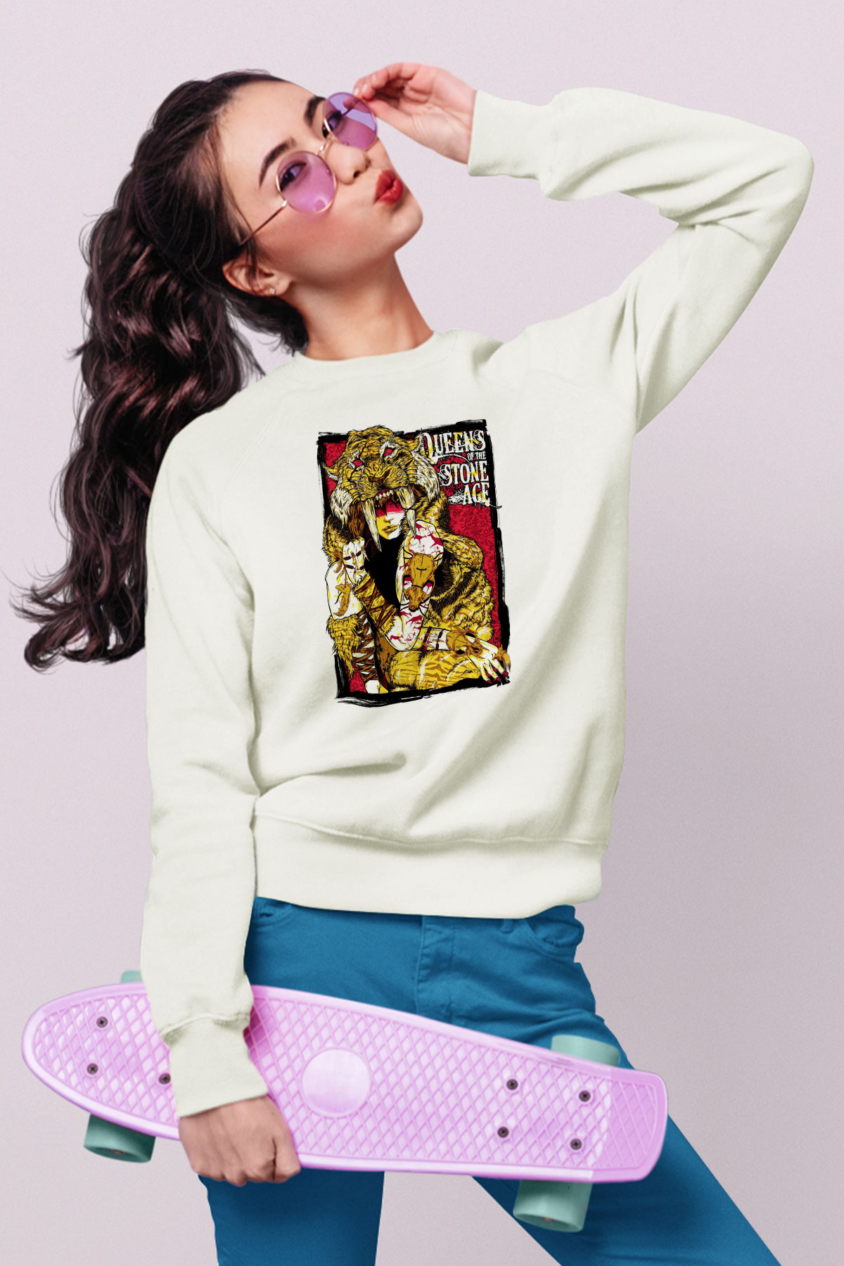 Queens of the Stone Age Beyaz Unisex Sweatshirt