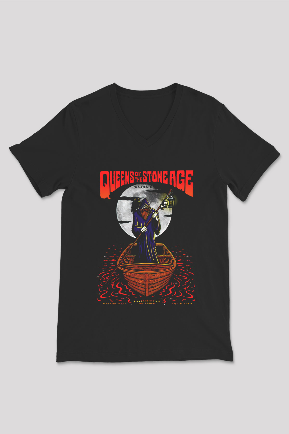 Queens of the Stone Age Siyah Unisex V Yaka Tişört T-Shirt