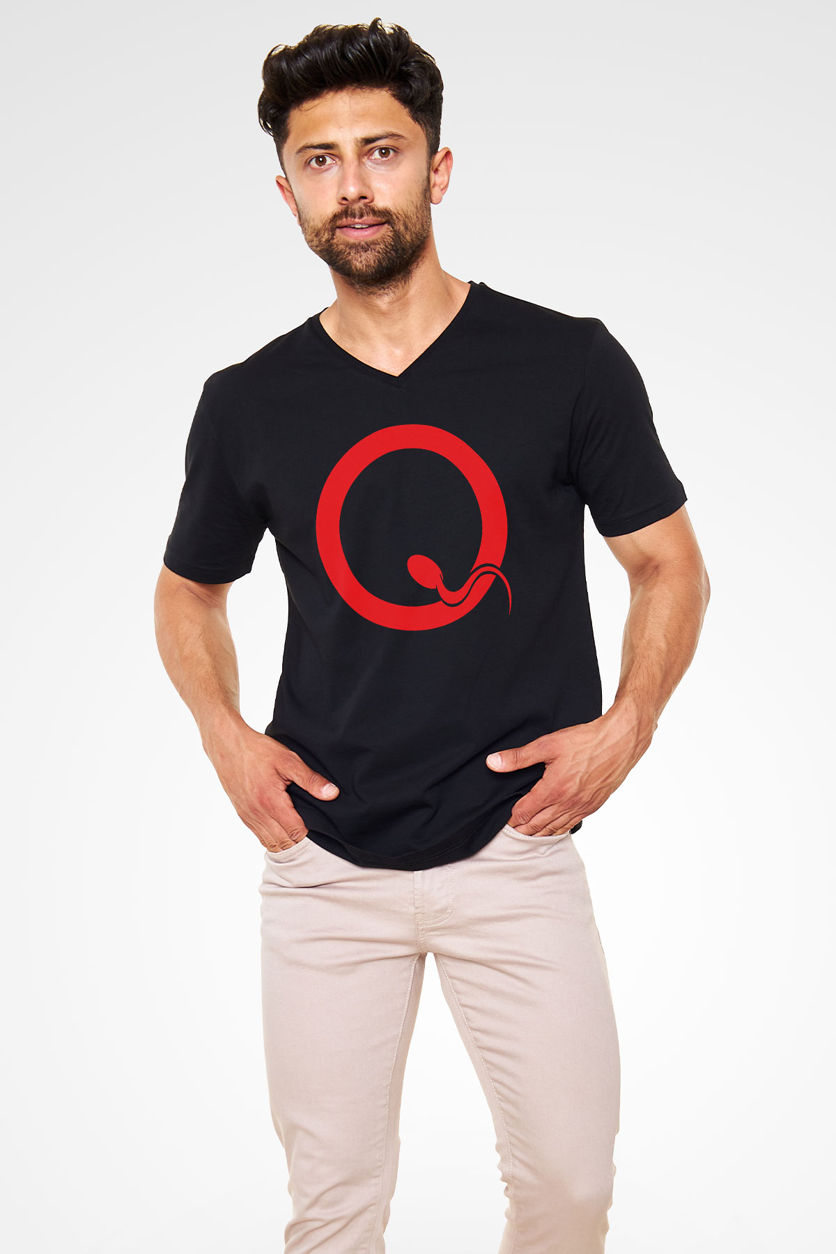 Queens of the Stone Age Siyah Unisex V Yaka Tişört T-Shirt