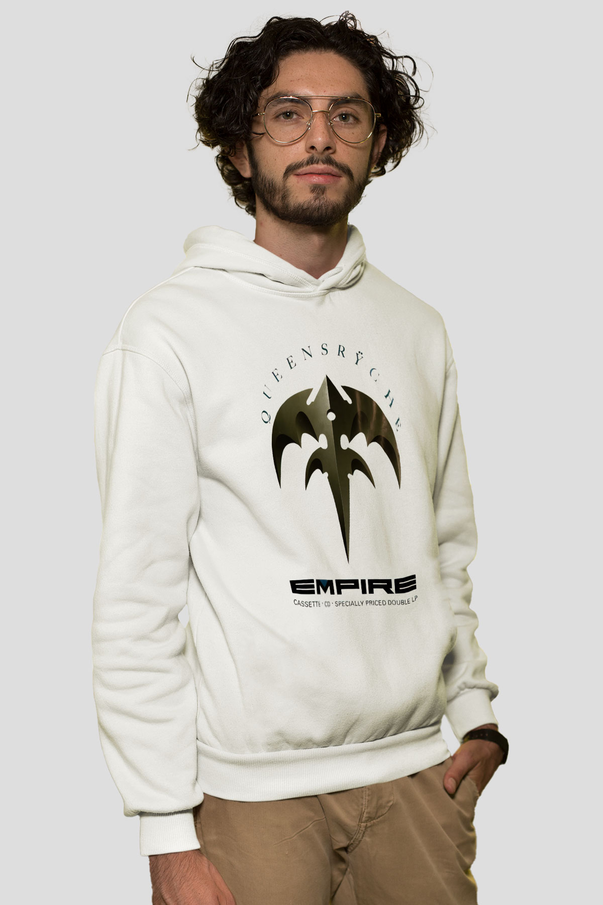 Queensryche Beyaz Unisex Kapşonlu Sweatshirt