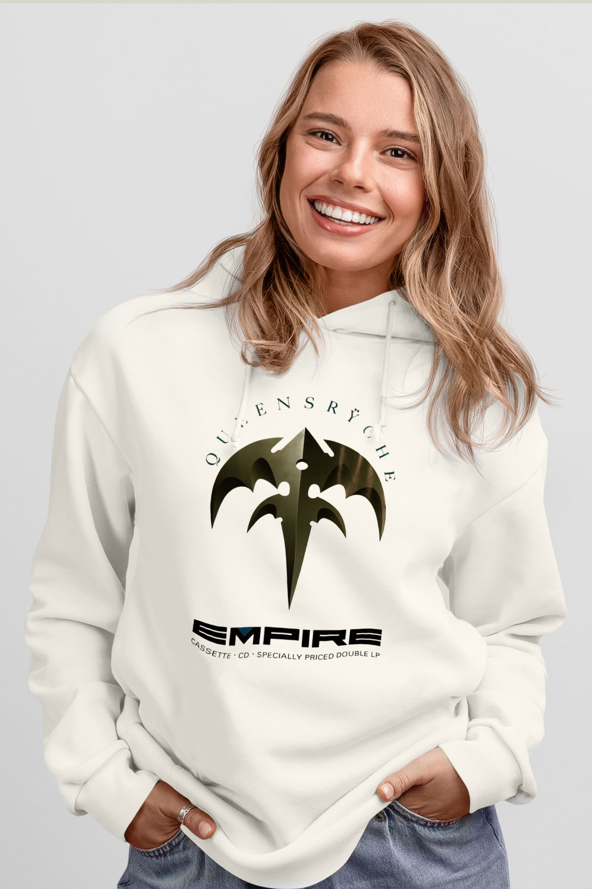 Queensryche Beyaz Unisex Kapşonlu Sweatshirt
