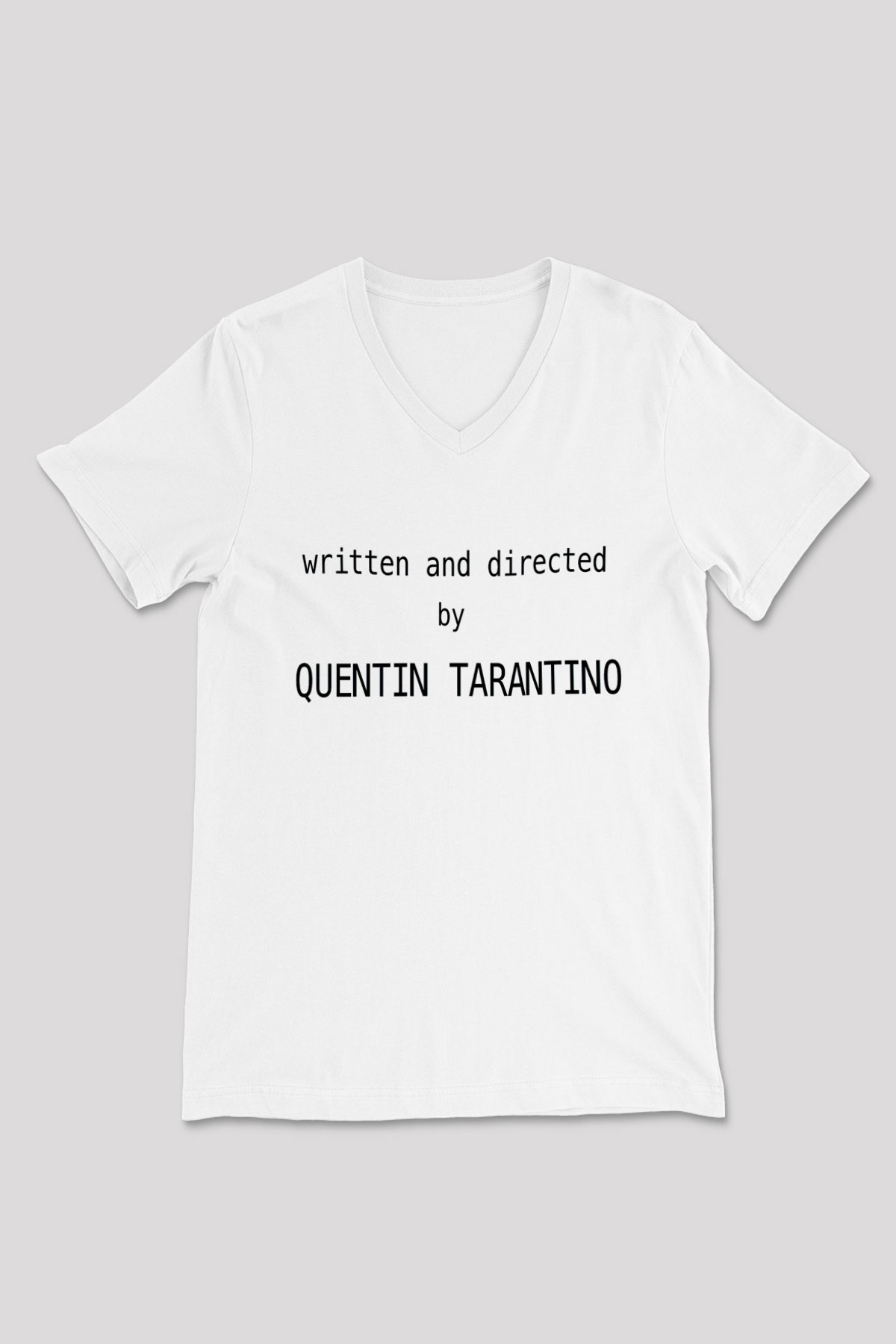 Quentin Tarantino Yazılı Beyaz Unisex V Yaka Tişört T-Shirt
