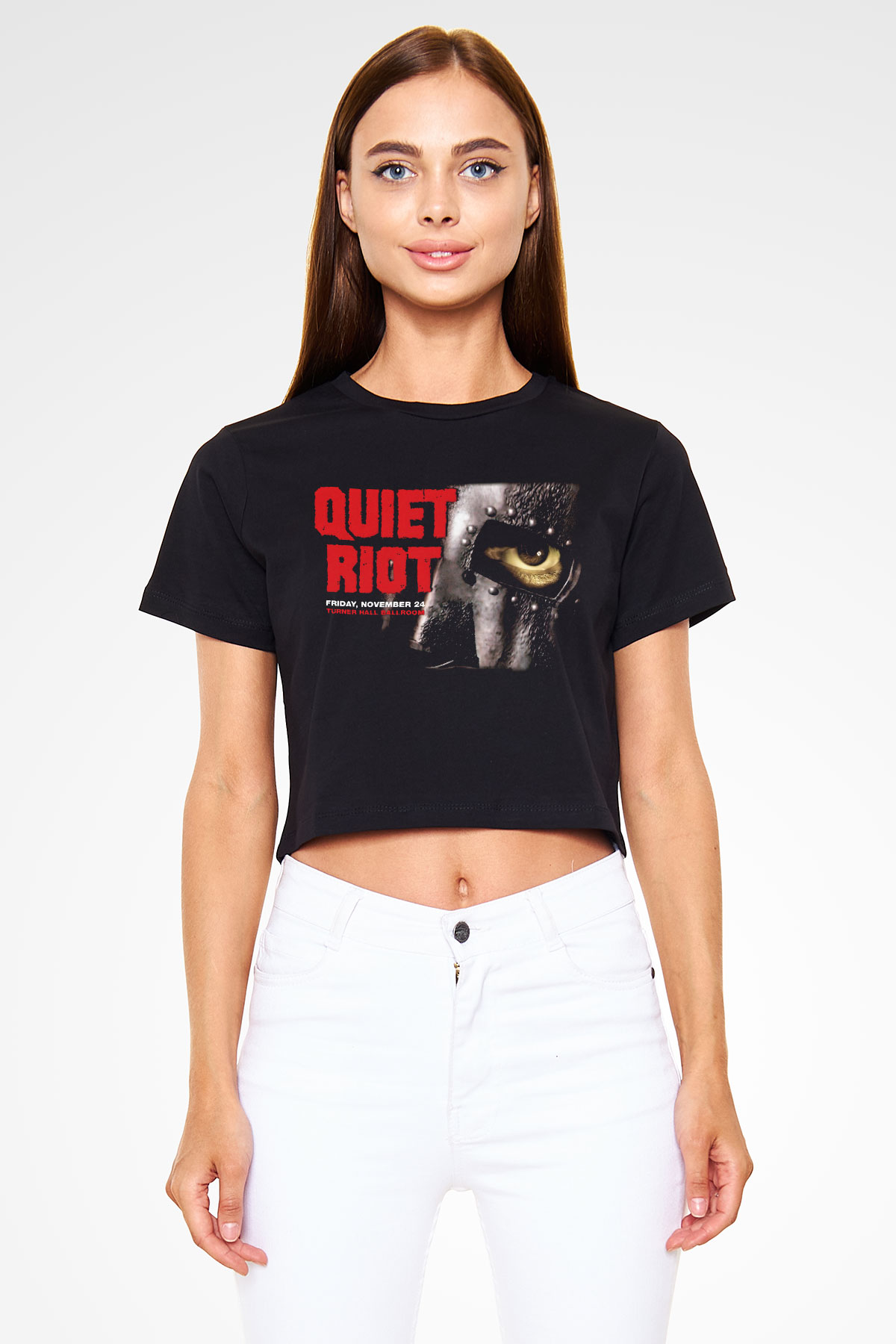 Quiet Riot Siyah Crop Top Tişört