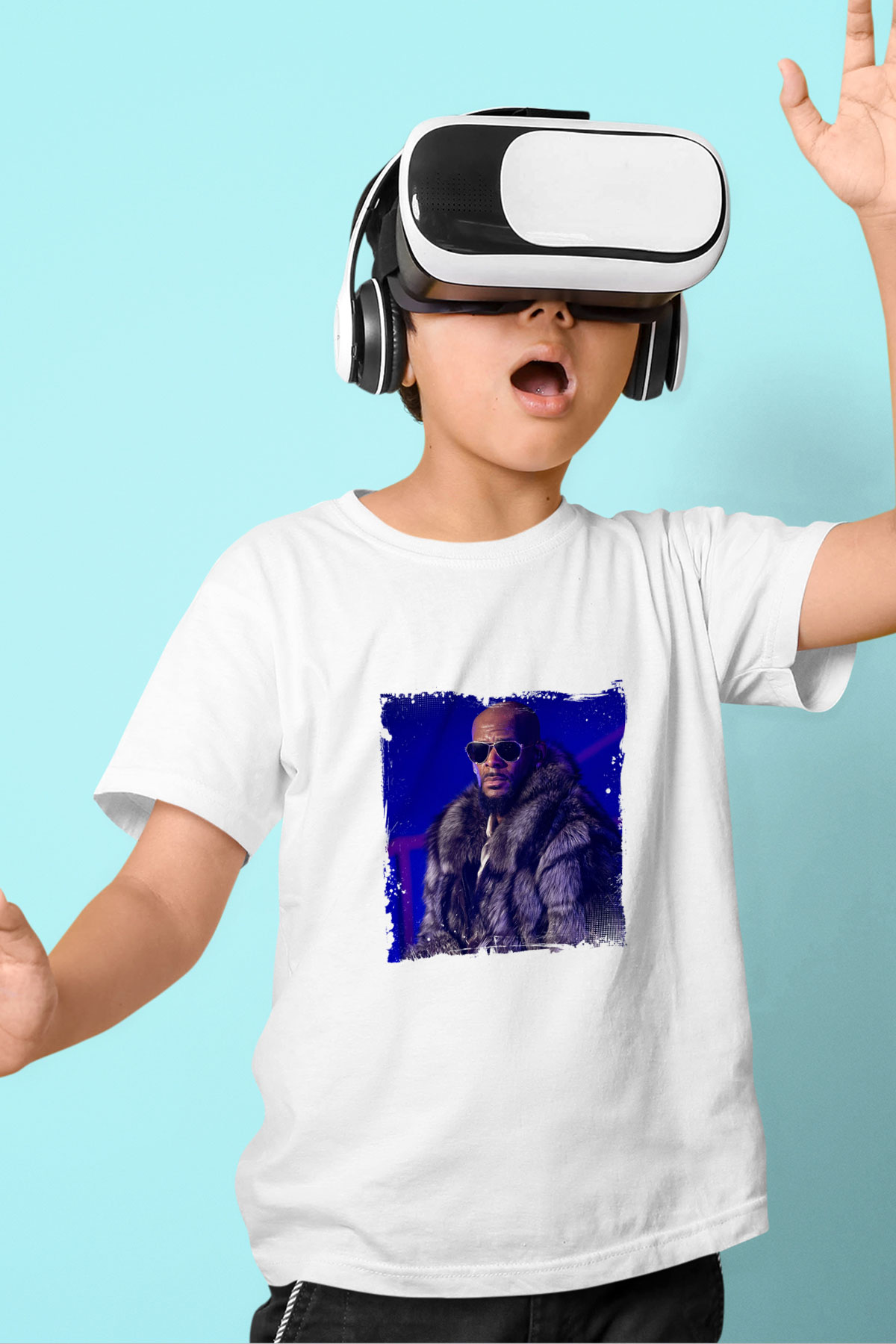 R. Kelly Baskılı Unisex Beyaz Çocuk Tişört