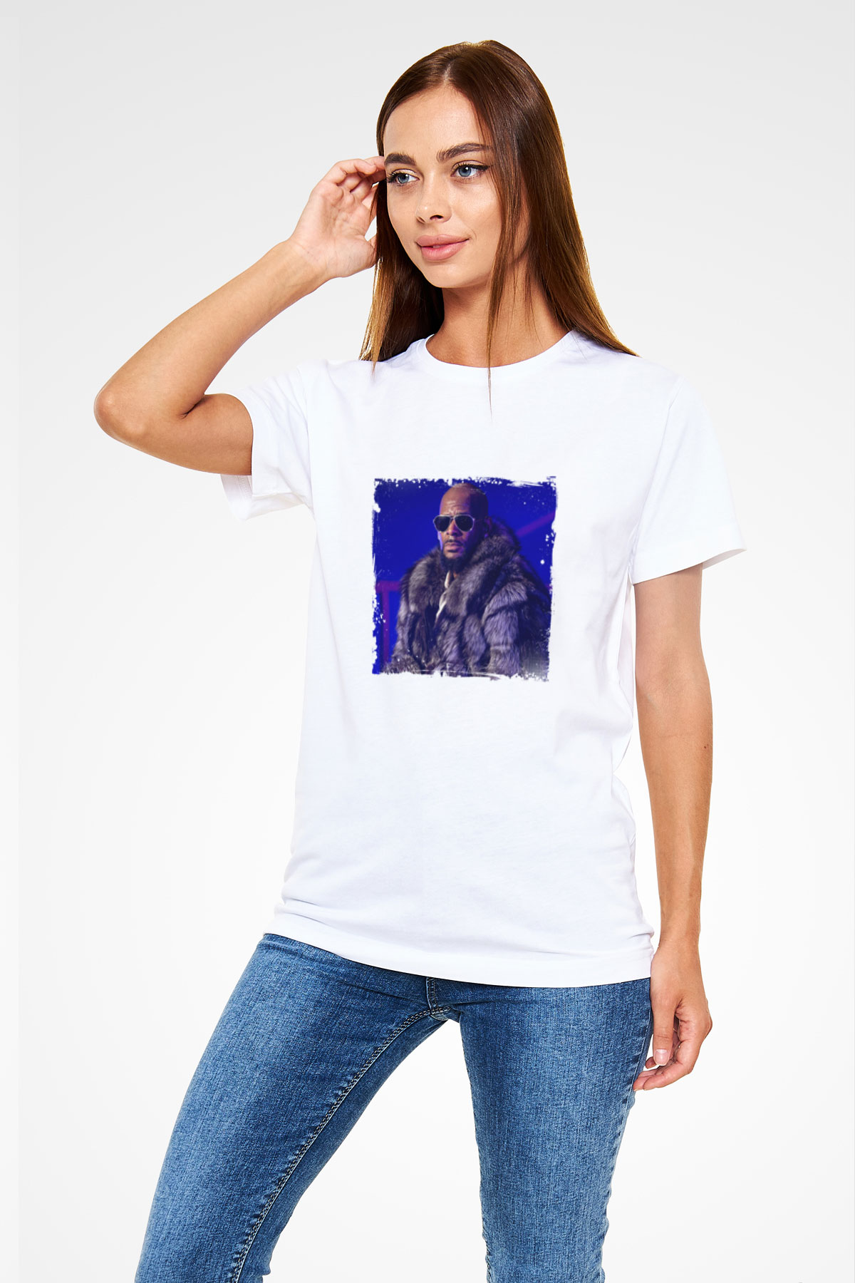 R. Kelly Baskılı Unisex Beyaz Tişört