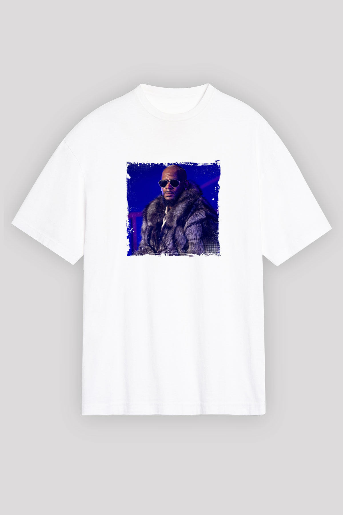 R. Kelly Baskılı Oversize Beyaz Tişört