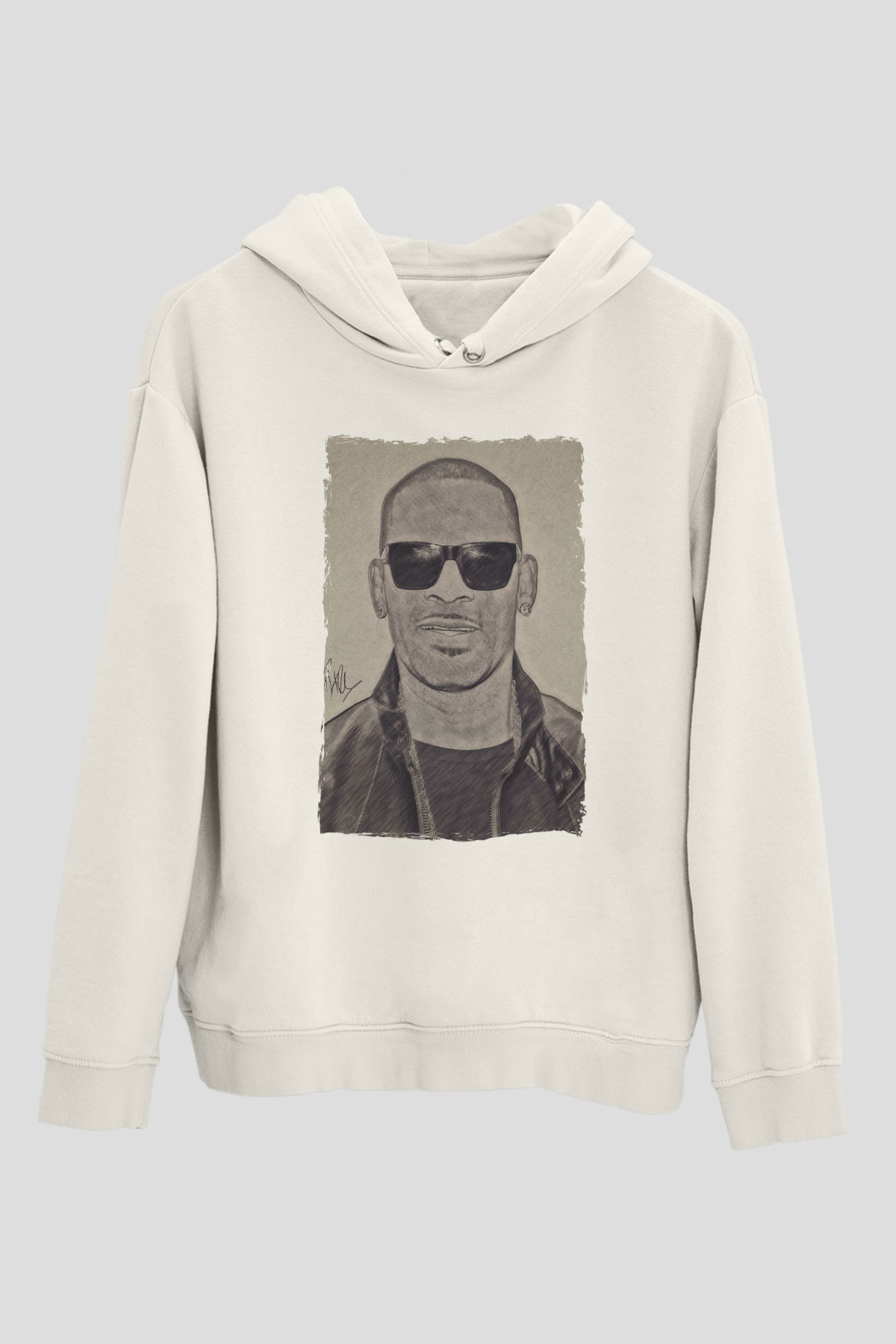 R.Kelly Beyaz Unisex Kapüşonlu Sweatshirt