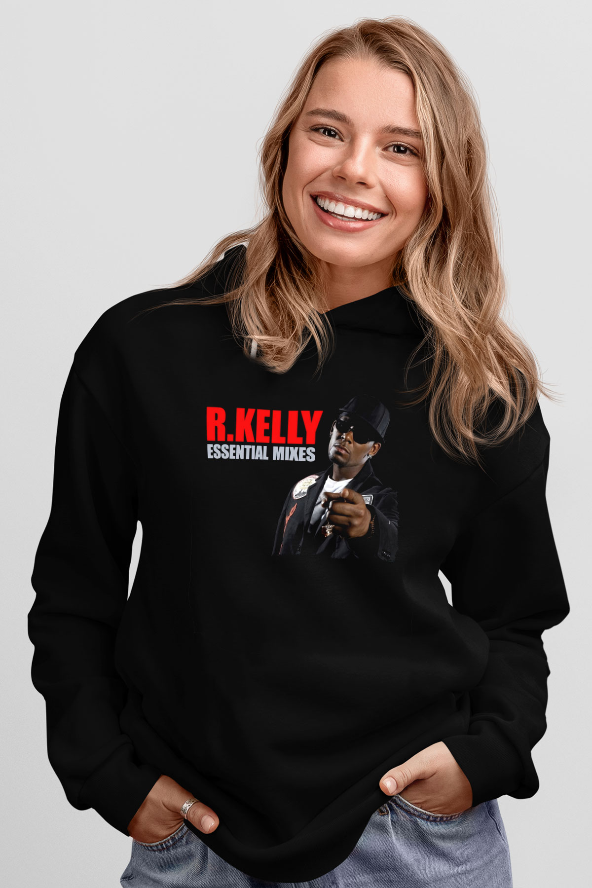 R.Kelly Siyah Unisex Kapüşonlu Sweatshirt