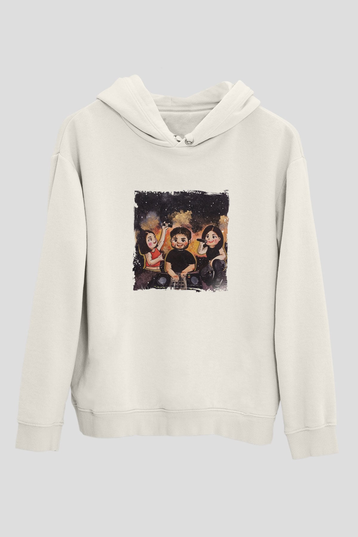 R3habBaskılı Beyaz Hoodie
