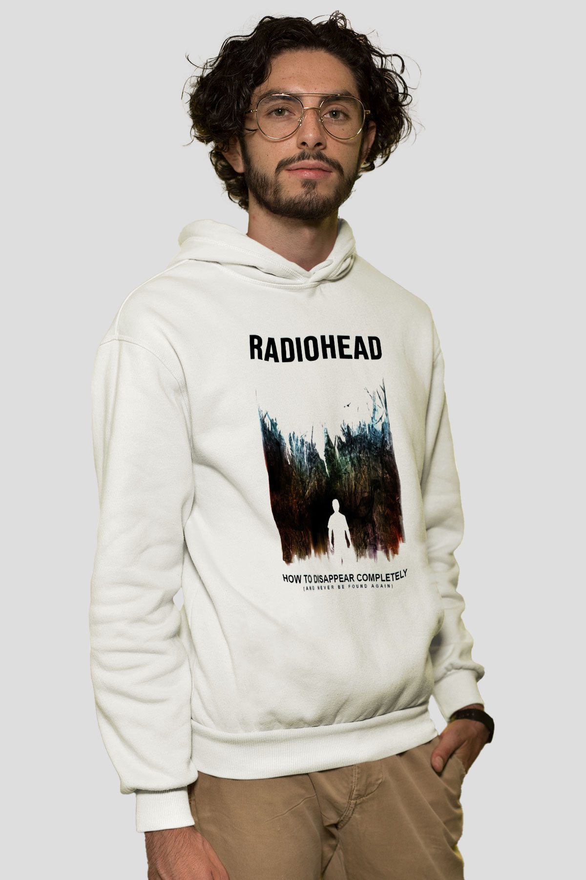 Radiohead Beyaz Unisex Kapşonlu Sweatshirt