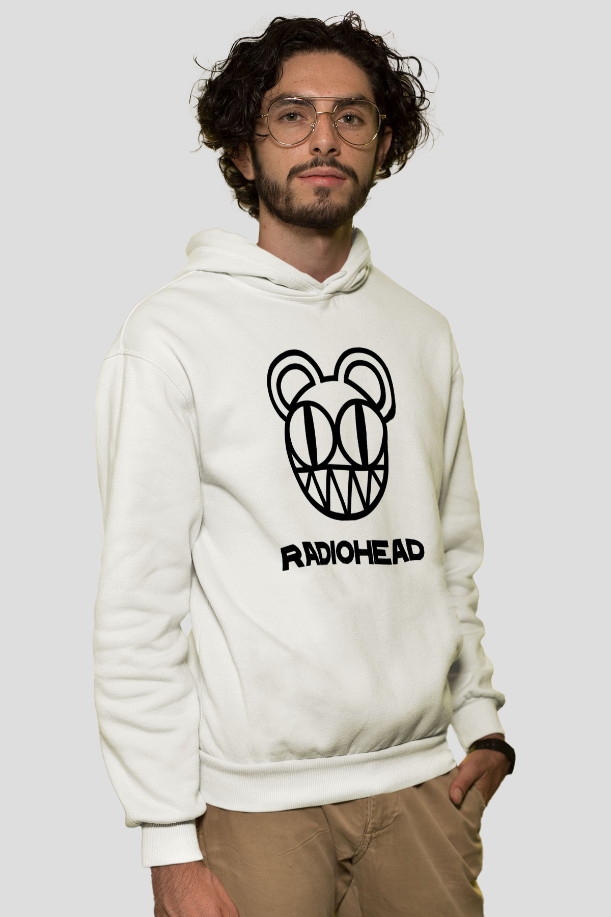 Radiohead Beyaz Unisex Kapşonlu Sweatshirt