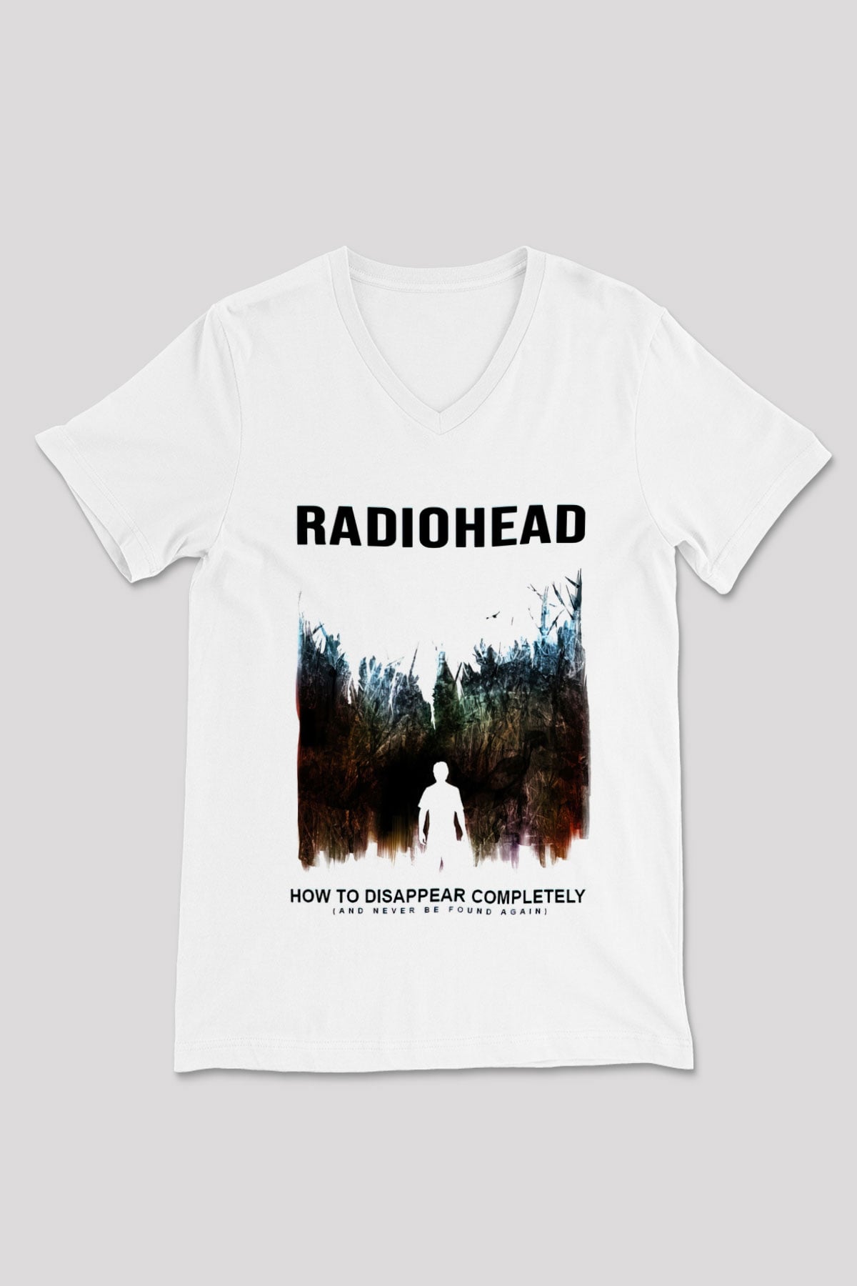 Radiohead Beyaz Unisex V Yaka Tişört T-Shirt