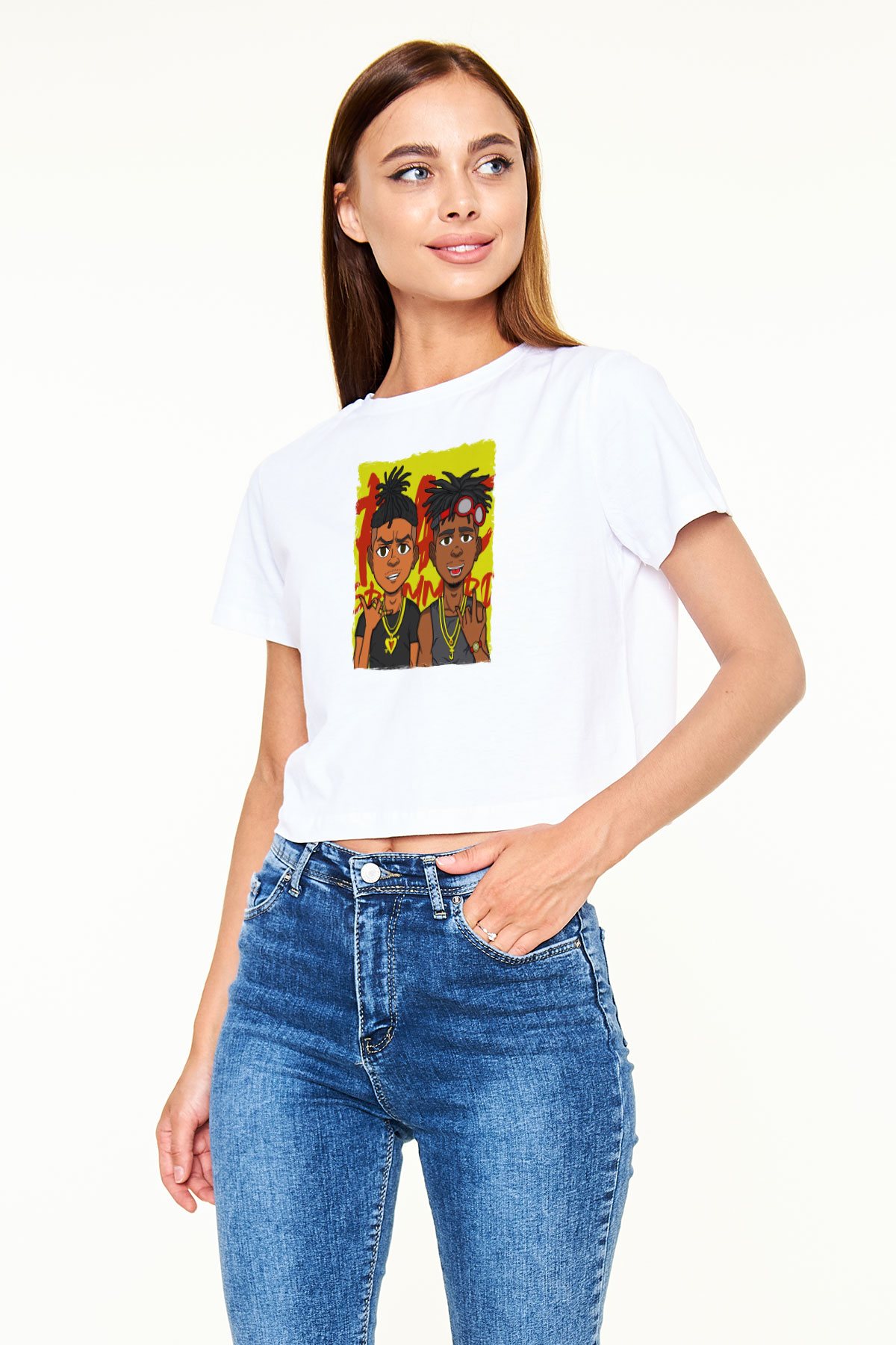 Rae Sremmurd Beyaz  Crop Top Tişört