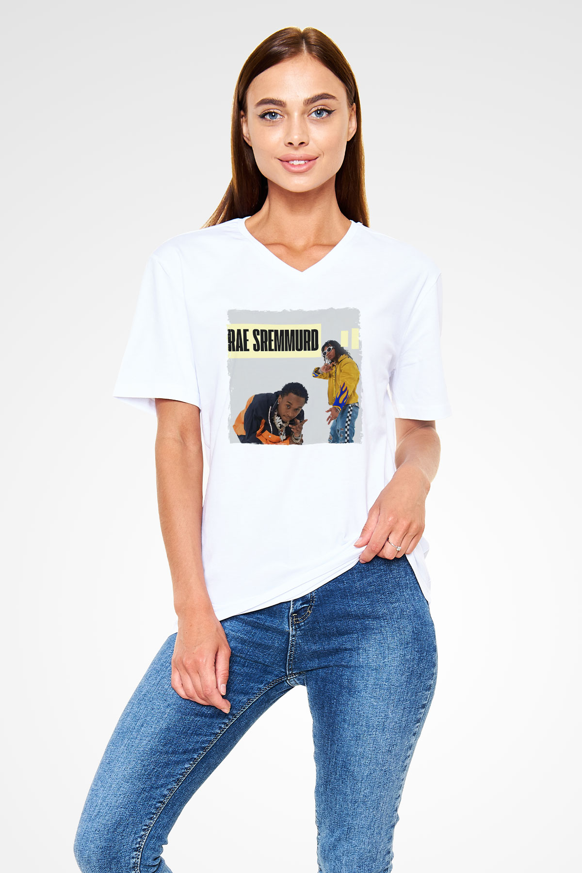 Rae Sremmurd Beyaz Unisex V Yaka Tişört