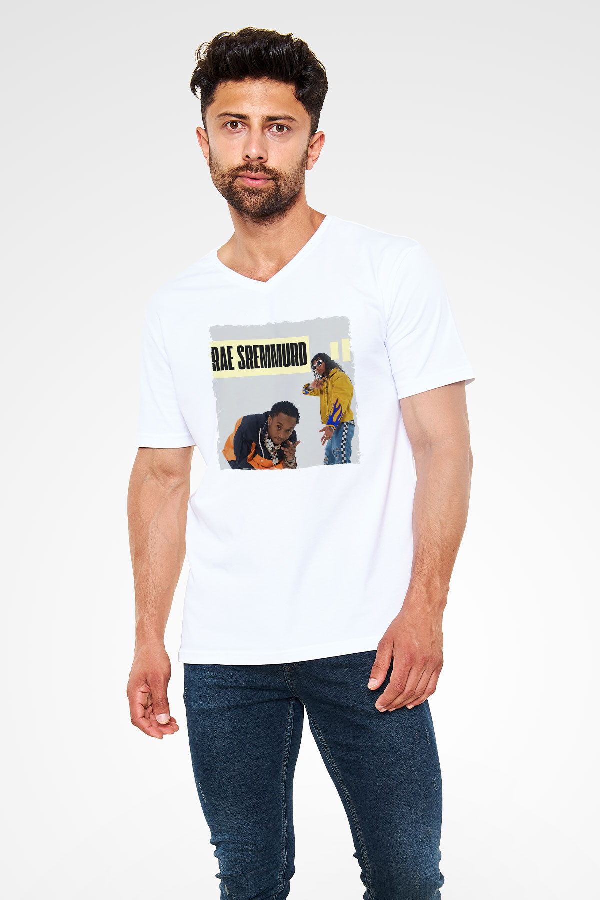 Rae Sremmurd Beyaz Unisex V Yaka Tişört