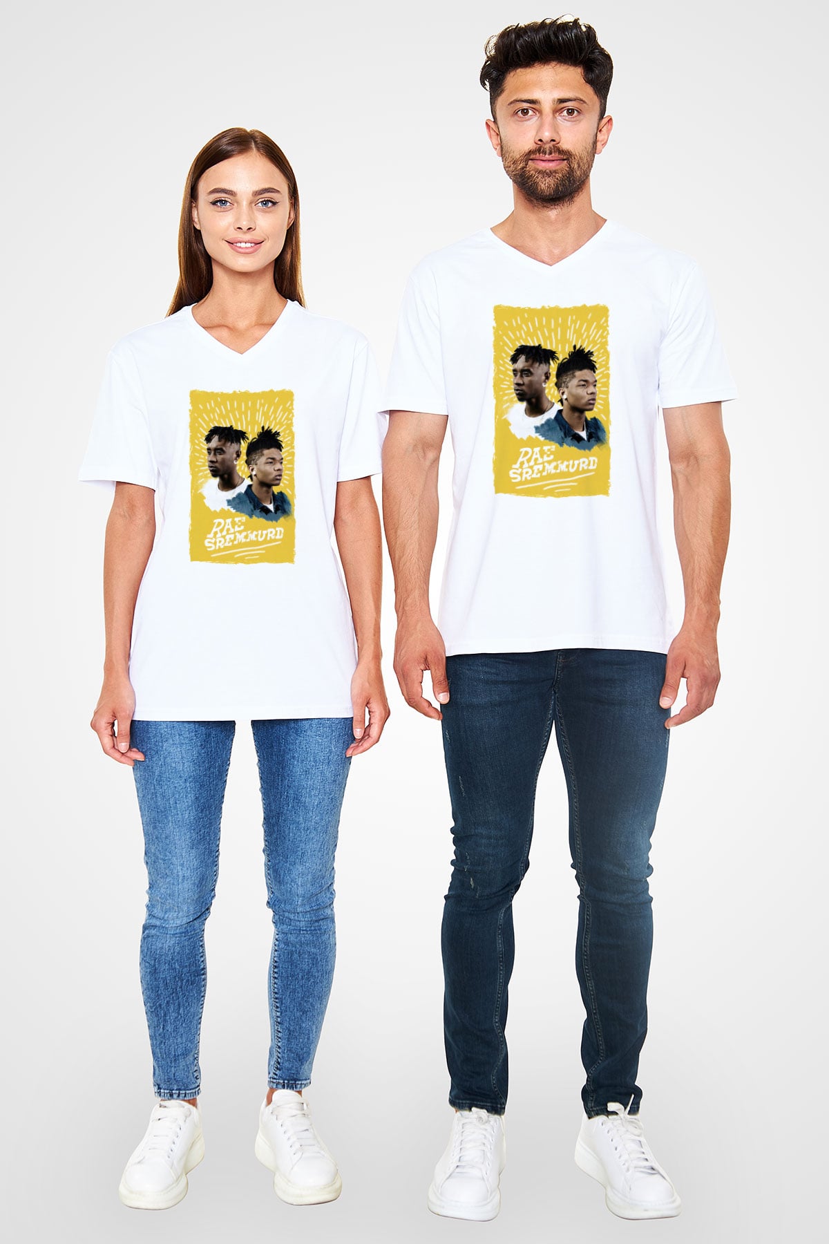 Rae Sremmurd Beyaz Unisex V Yaka Tişört