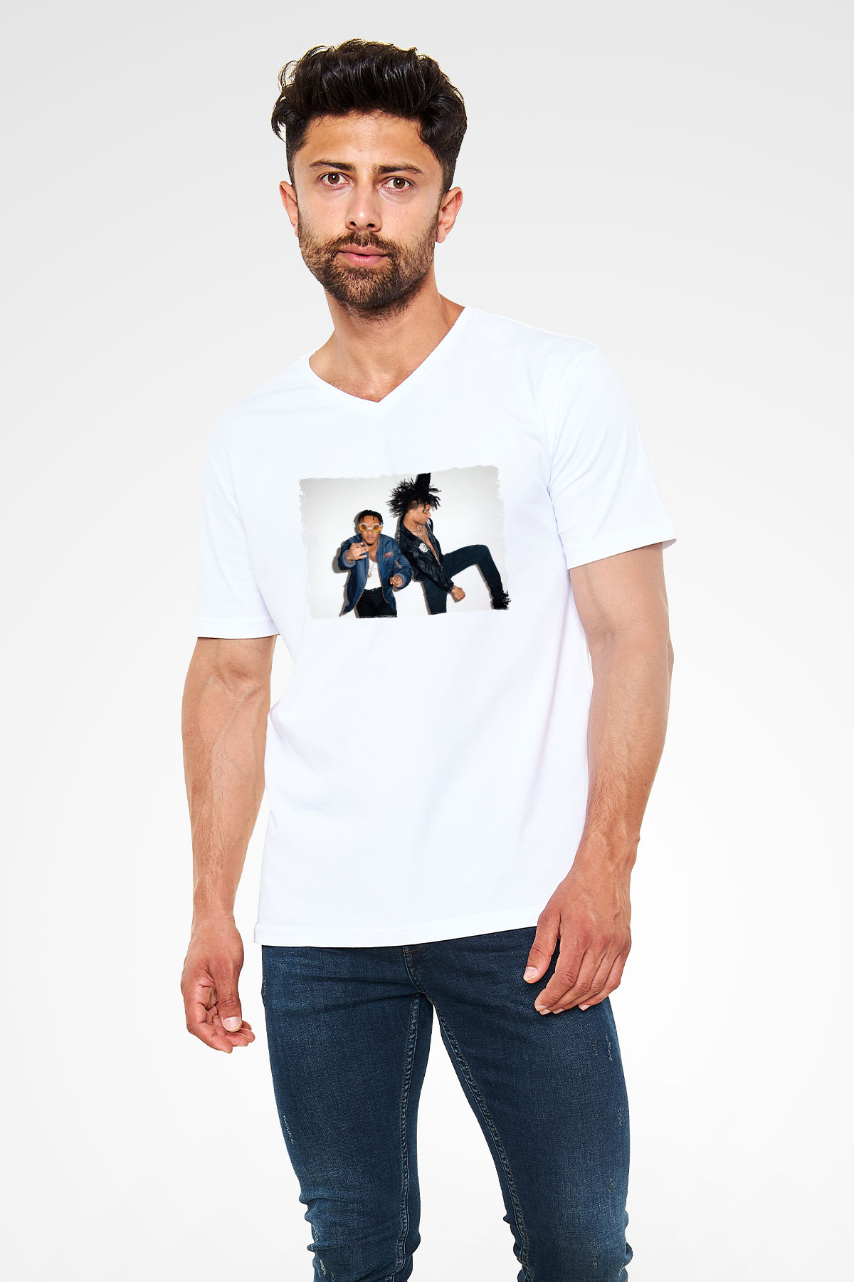 Rae Sremmurd Beyaz Unisex V Yaka Tişört