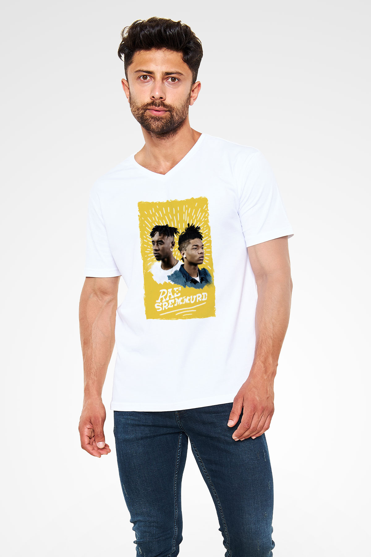 Rae Sremmurd Beyaz Unisex V Yaka Tişört