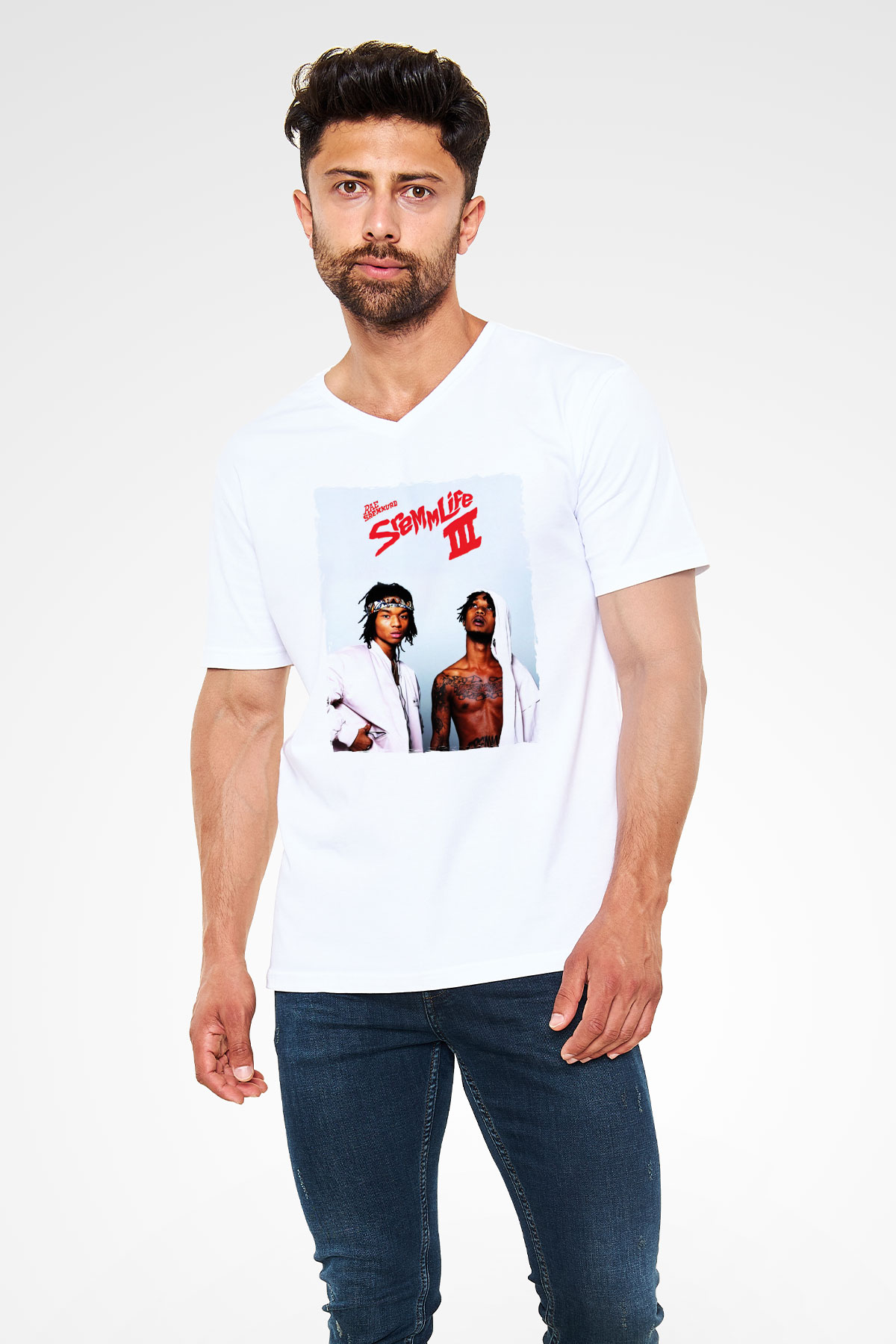Rae Sremmurd Beyaz Unisex V Yaka Tişört