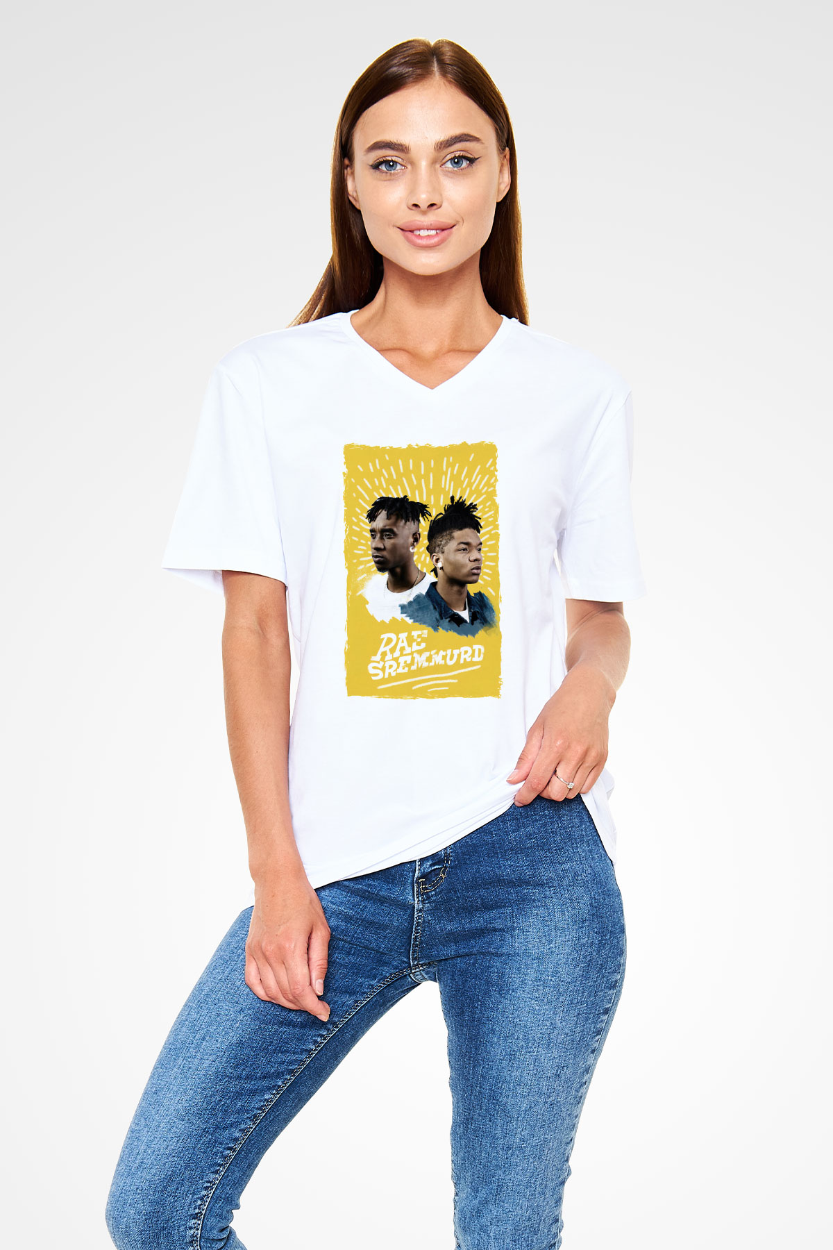 Rae Sremmurd Beyaz Unisex V Yaka Tişört