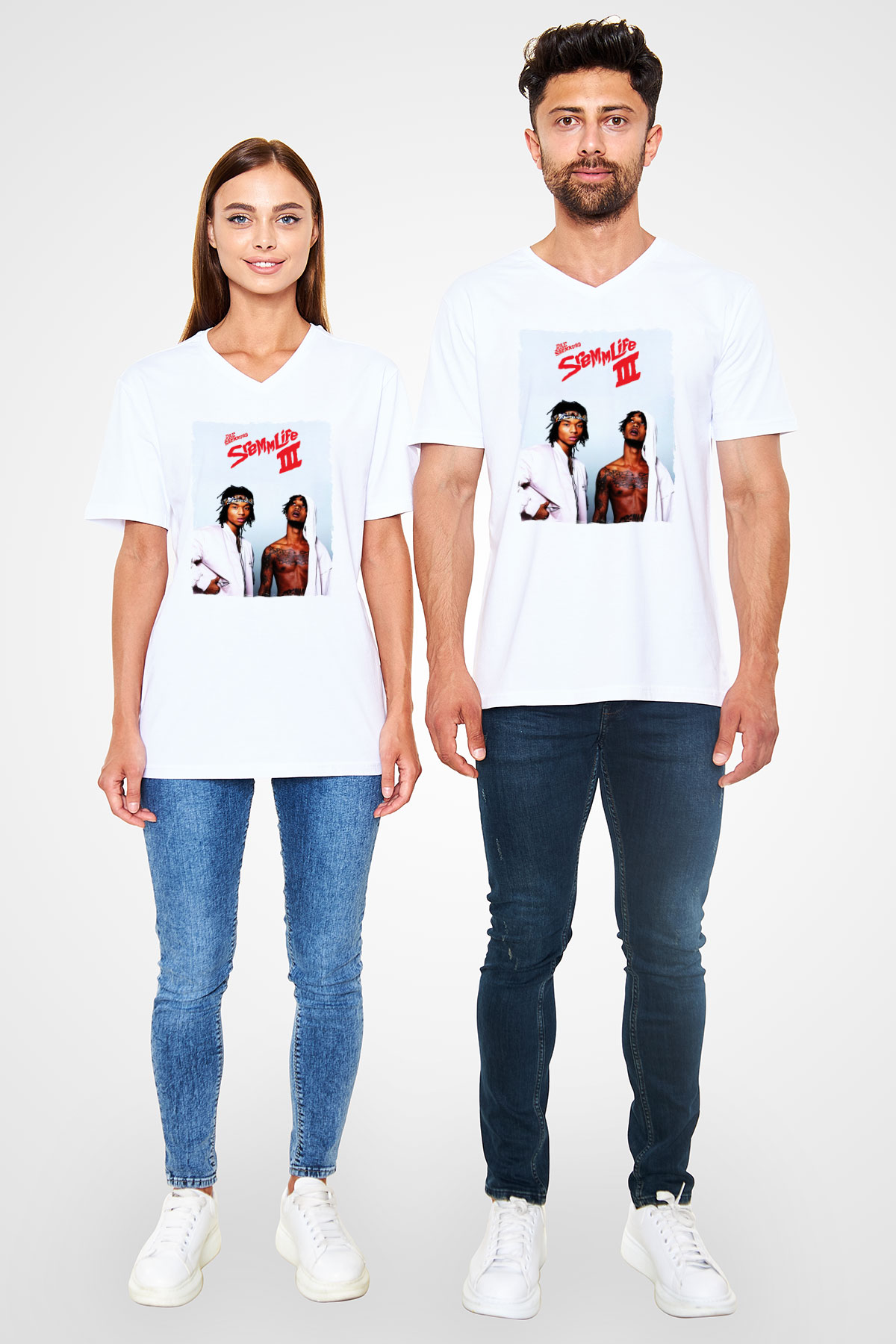 Rae Sremmurd Beyaz Unisex V Yaka Tişört