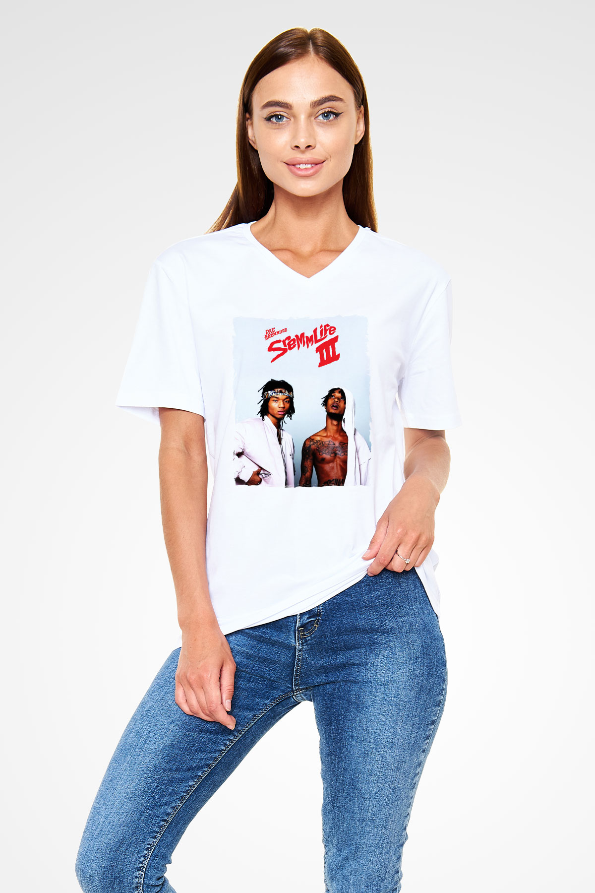 Rae Sremmurd Beyaz Unisex V Yaka Tişört