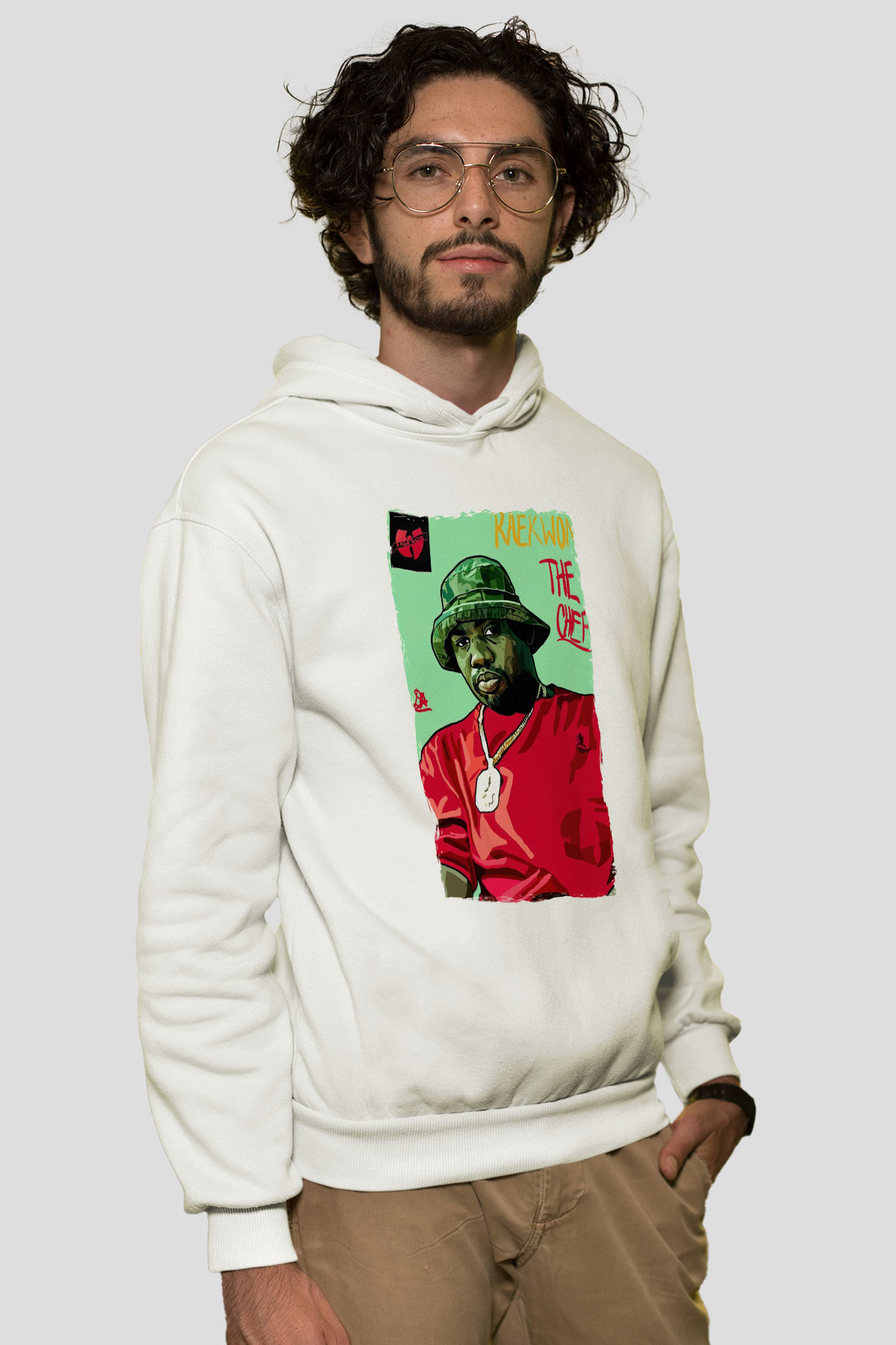 Raekwon Beyaz Unisex Kapüşonlu Sweatshirt