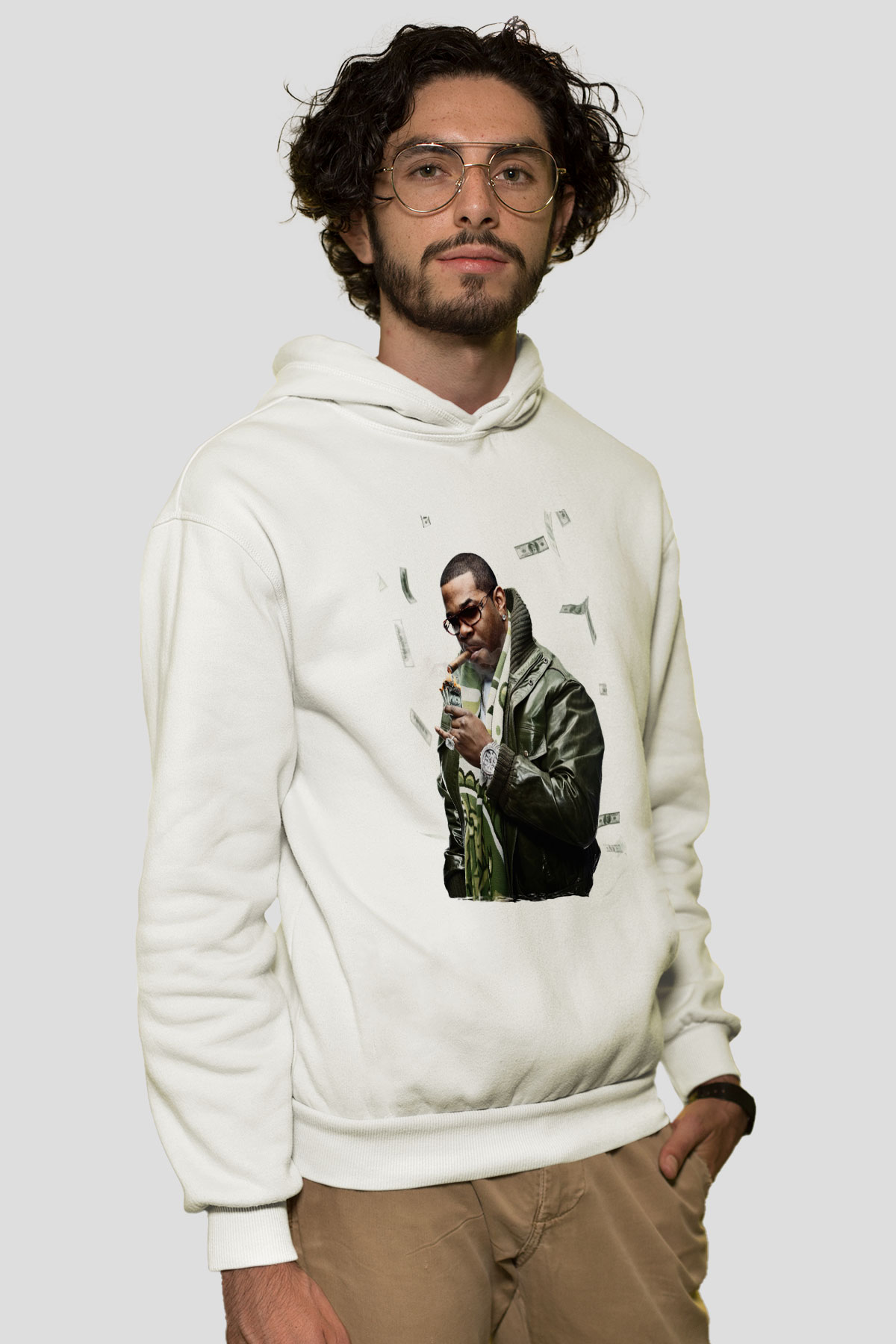 Raekwon Beyaz Unisex Kapüşonlu Sweatshirt