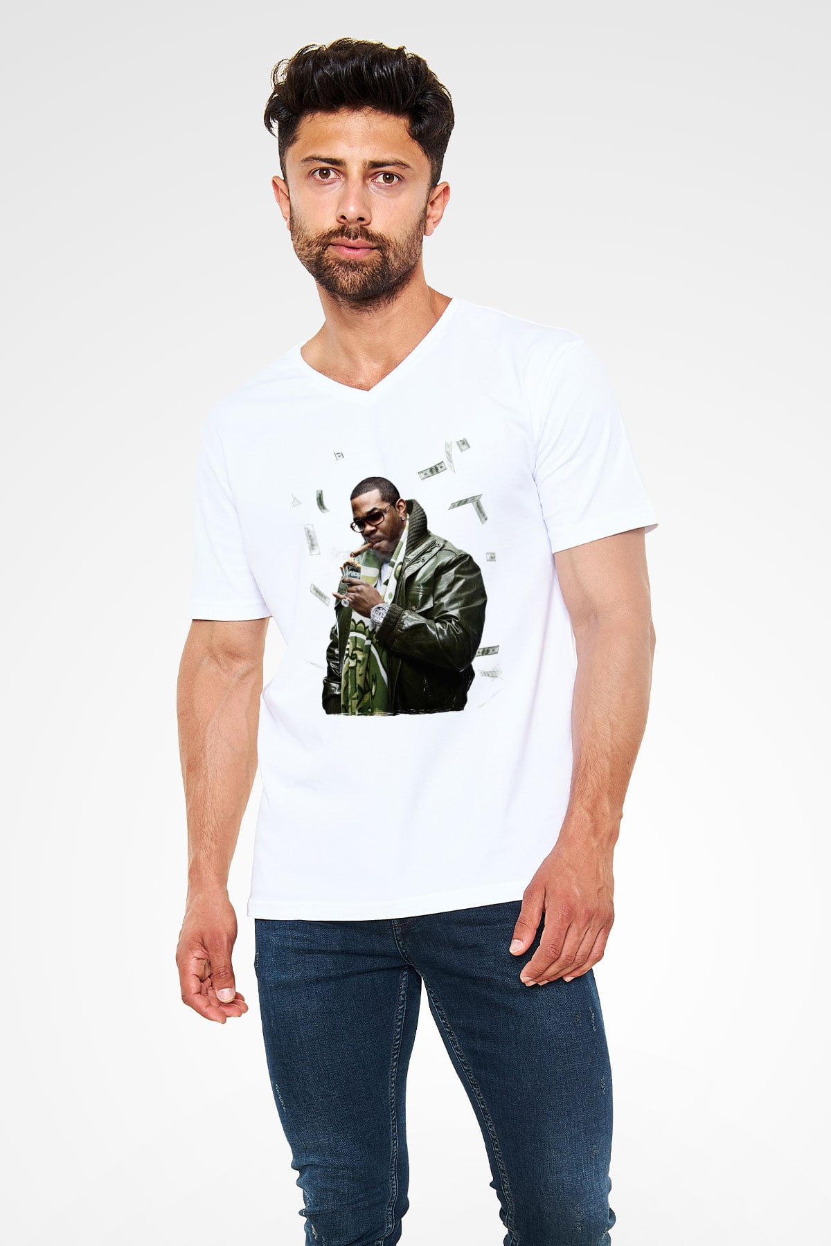 Raekwon Beyaz Unisex V Yaka Tişört