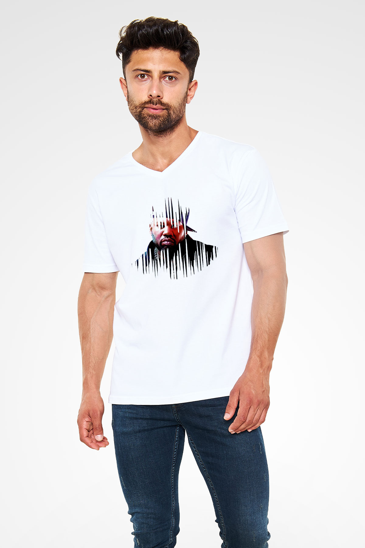 Raekwon Beyaz Unisex V Yaka Tişört