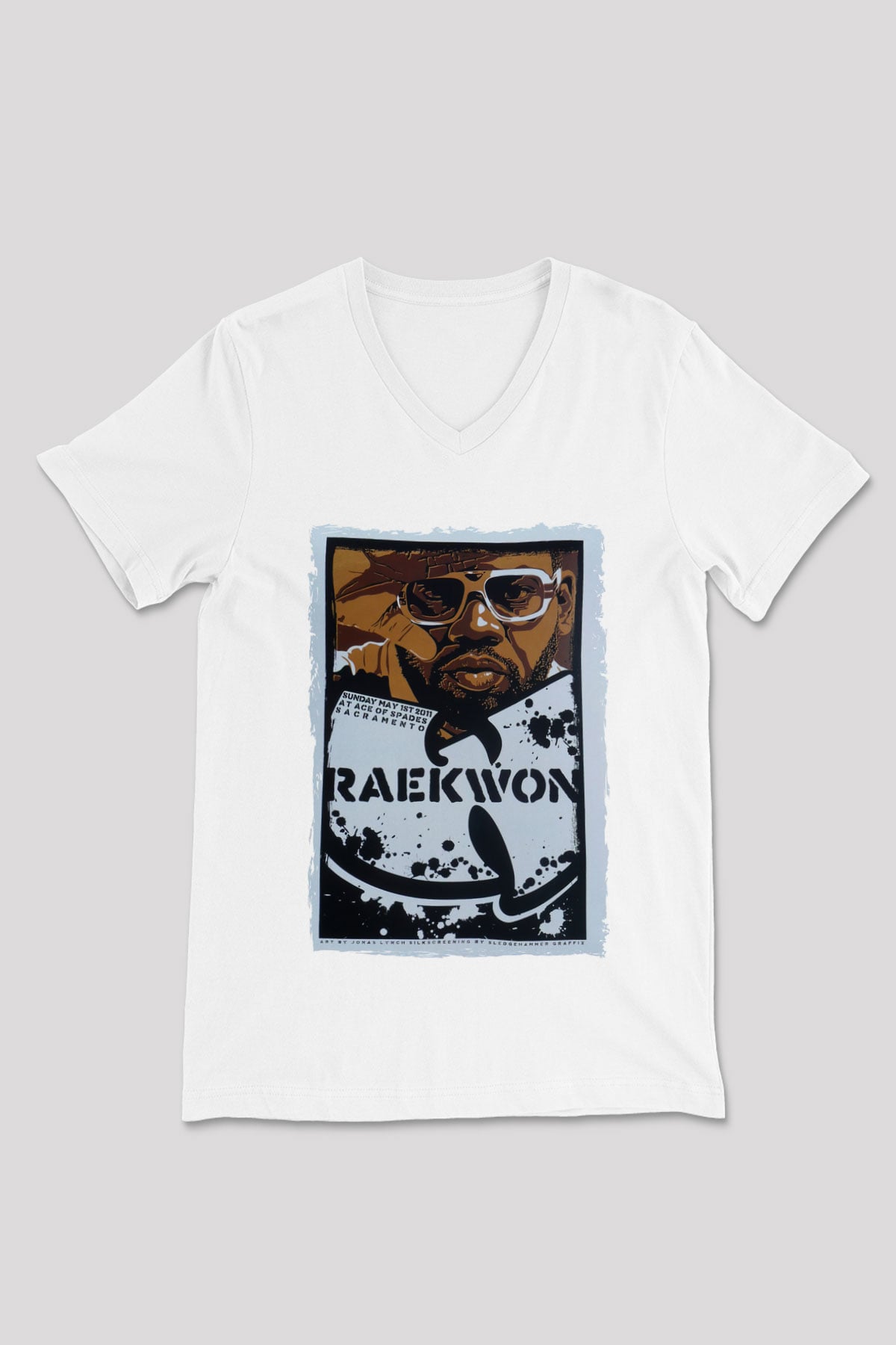 Raekwon Beyaz Unisex V Yaka Tişört