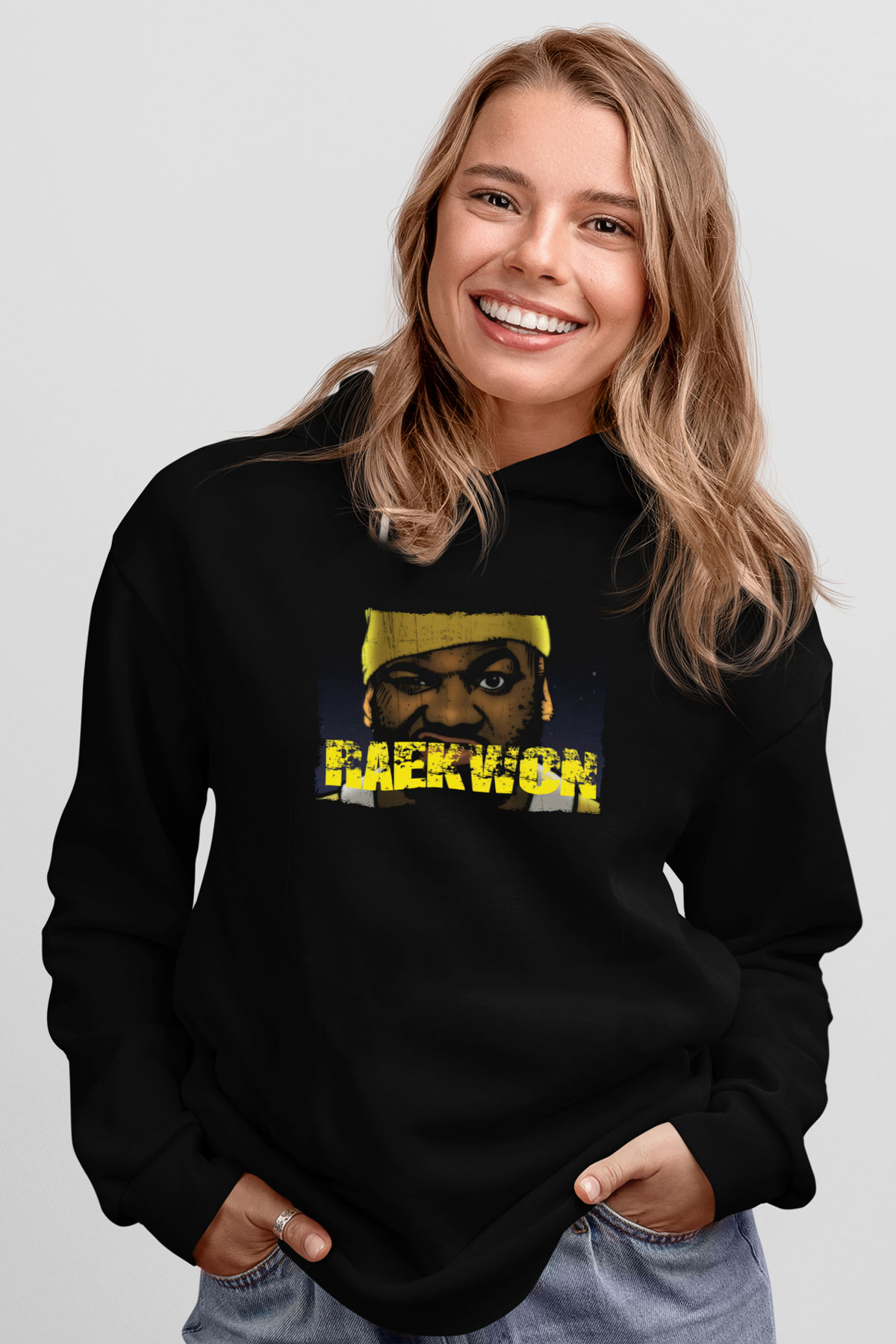 Raekwon Siyah Unisex Kapüşonlu Sweatshirt