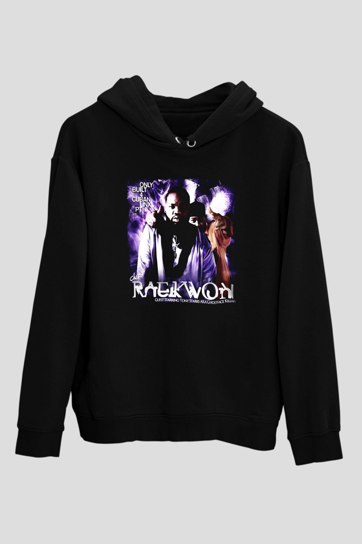 Raekwon Siyah Unisex Kapüşonlu Sweatshirt