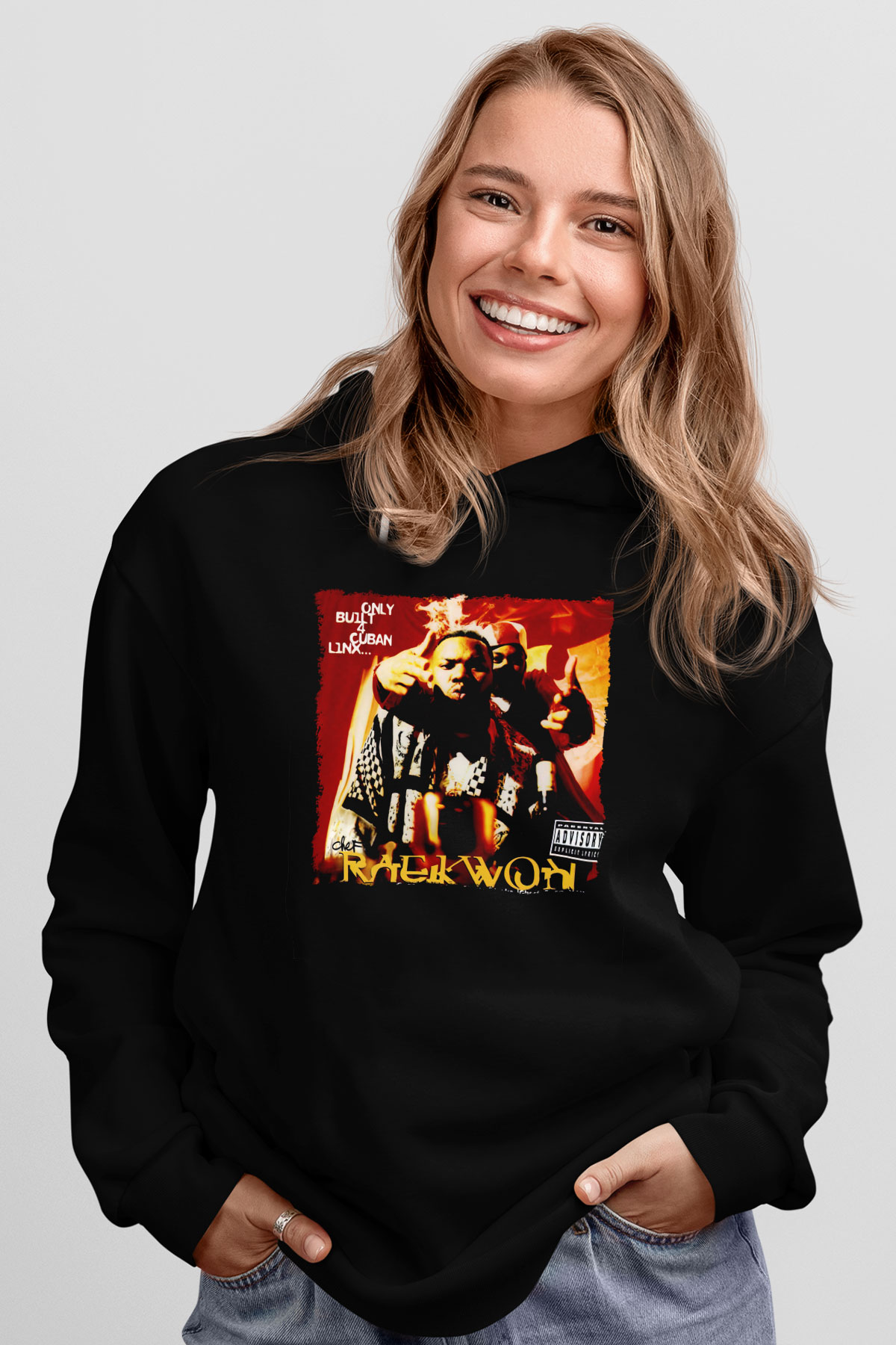 Raekwon Siyah Unisex Kapüşonlu Sweatshirt