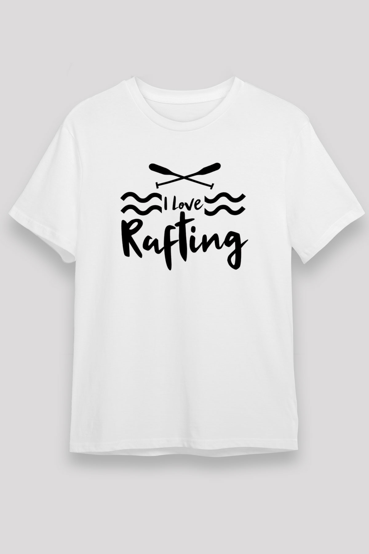 Rafting Baskılı Unisex Beyaz Tişört - Tshirt