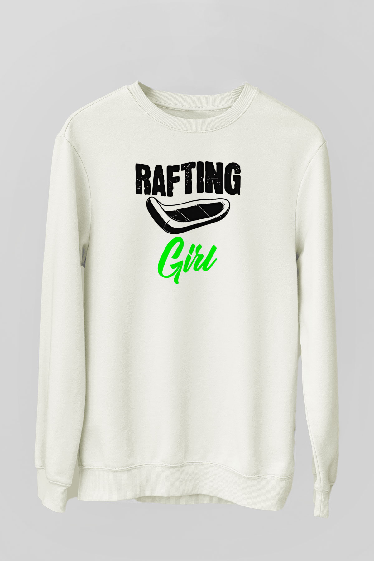 Rafting Baskılı Unisex Ekru Sweatshirt