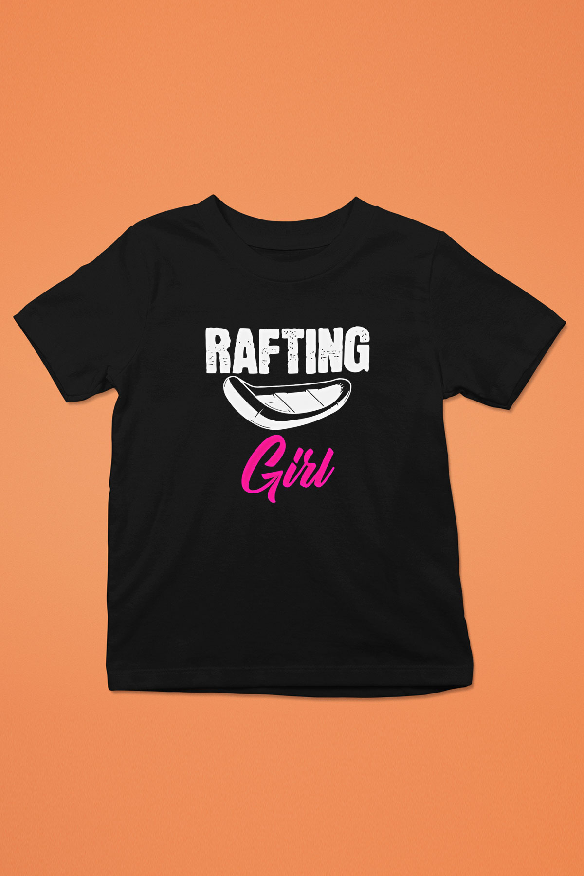 Rafting Baskılı Unisex Siyah Çocuk Tİşörtü - Tshirt