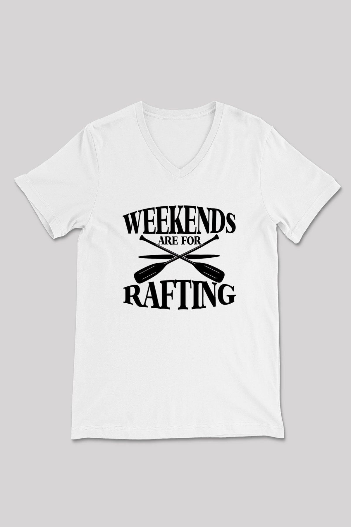 Rafting Baskılı Unisex V Yaka Tişört - Tshirt