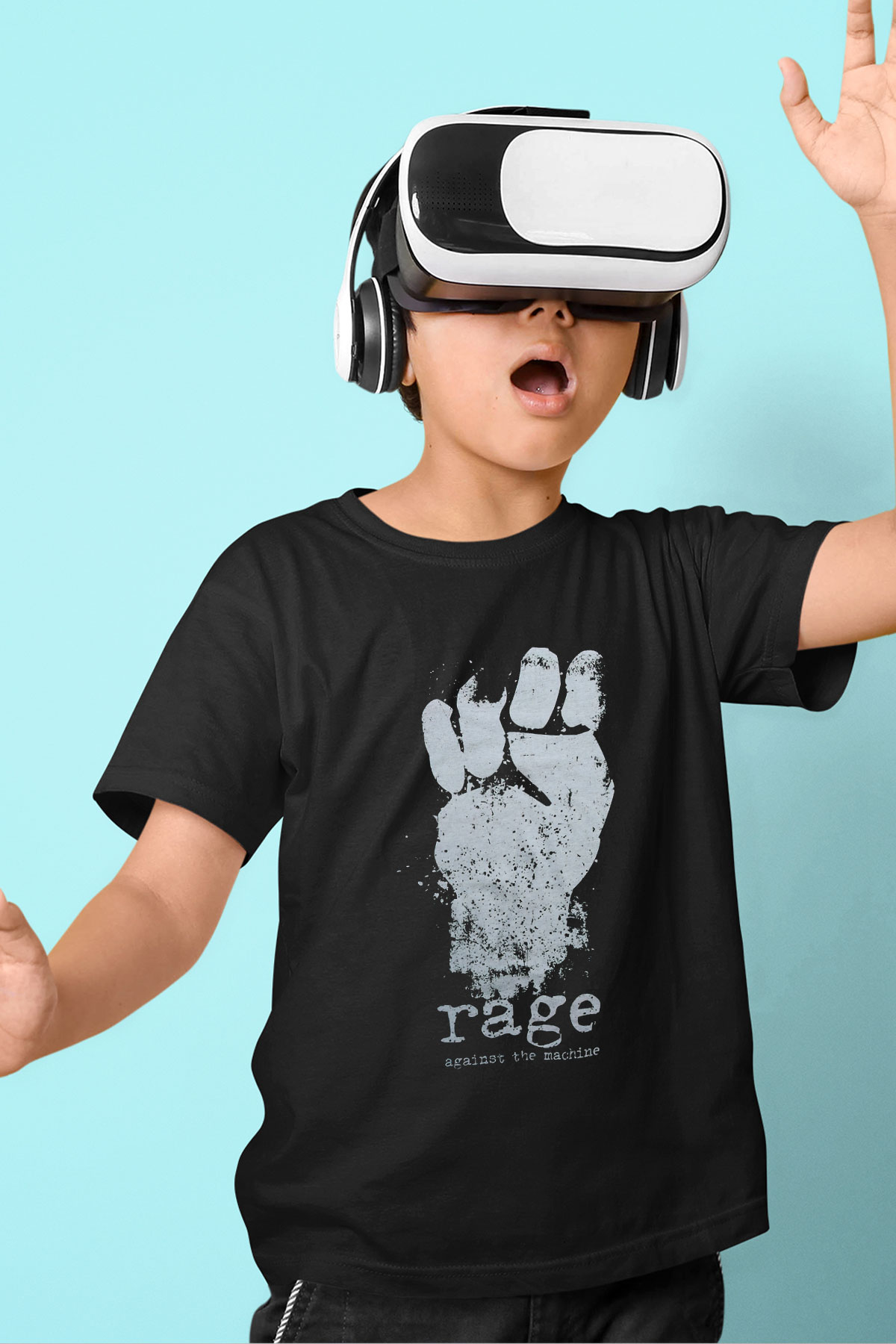 Rage Against the Machine Baskılı Siyah Unisex Çocuk Tişört