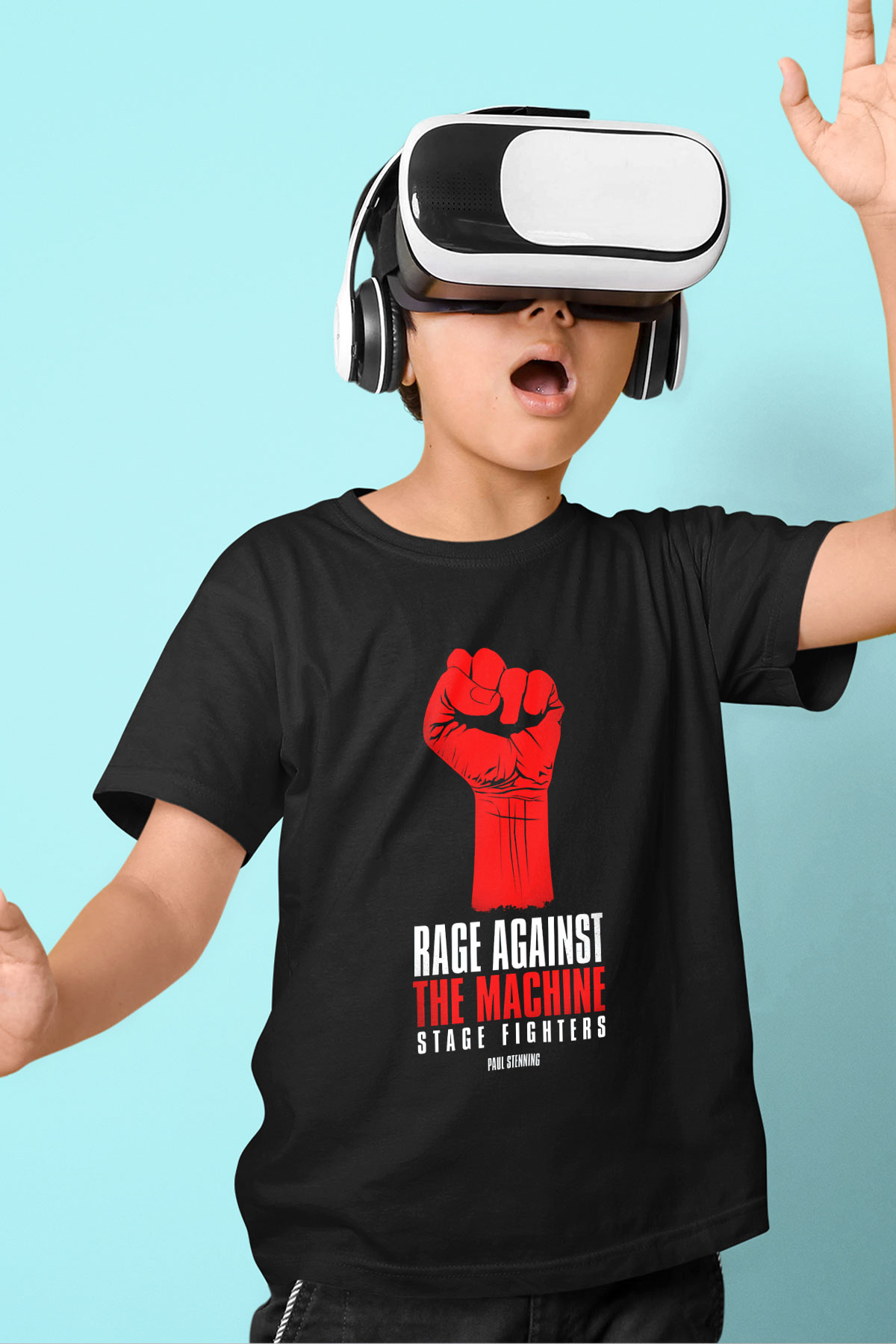 Rage Against the Machine Baskılı Siyah Unisex Çocuk Tişört