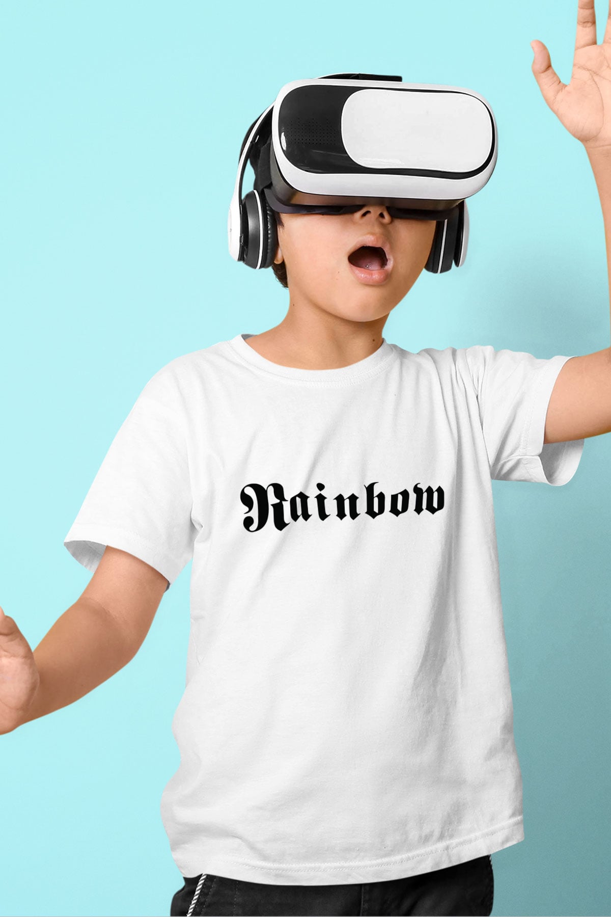 Rainbow Baskılı Beyaz Unisex Çocuk Tişört