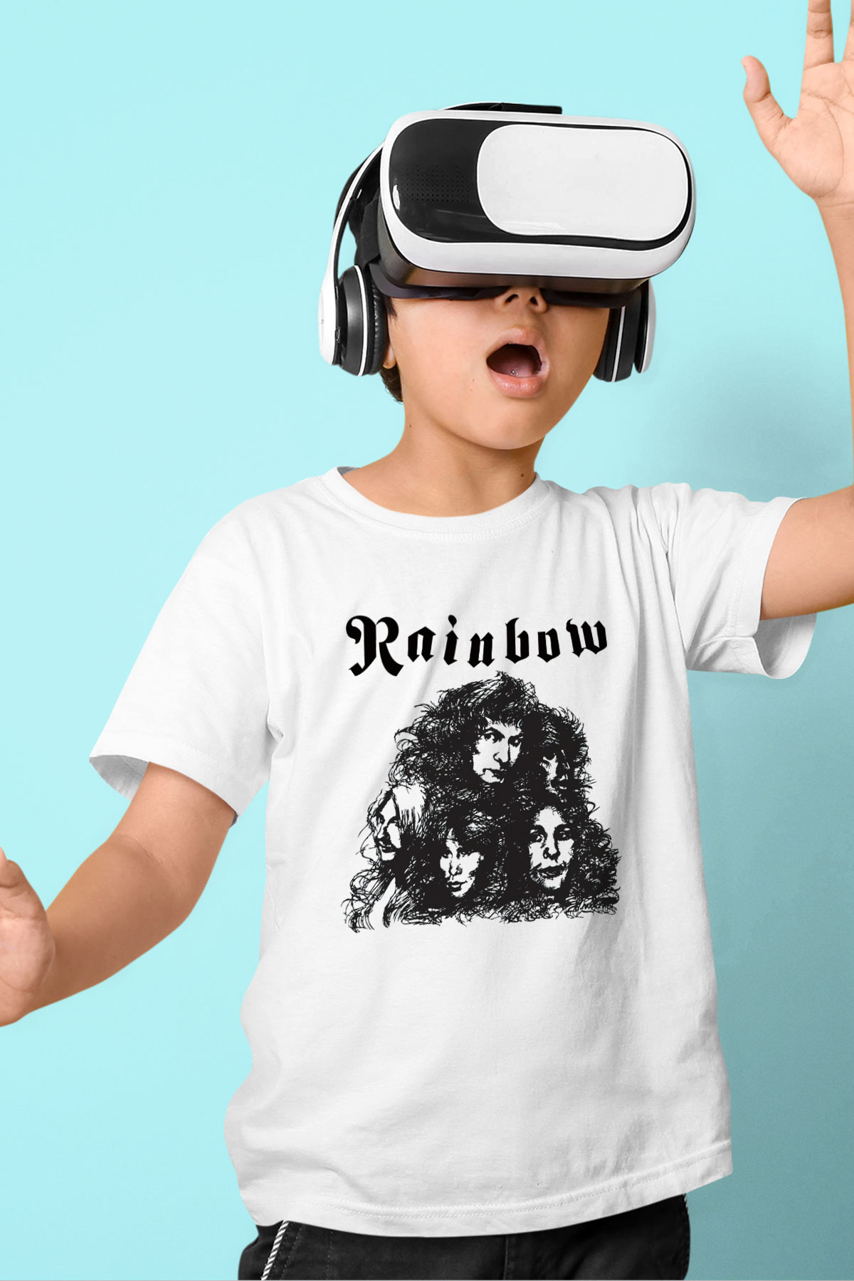 Rainbow Baskılı Beyaz Unisex Çocuk Tişört