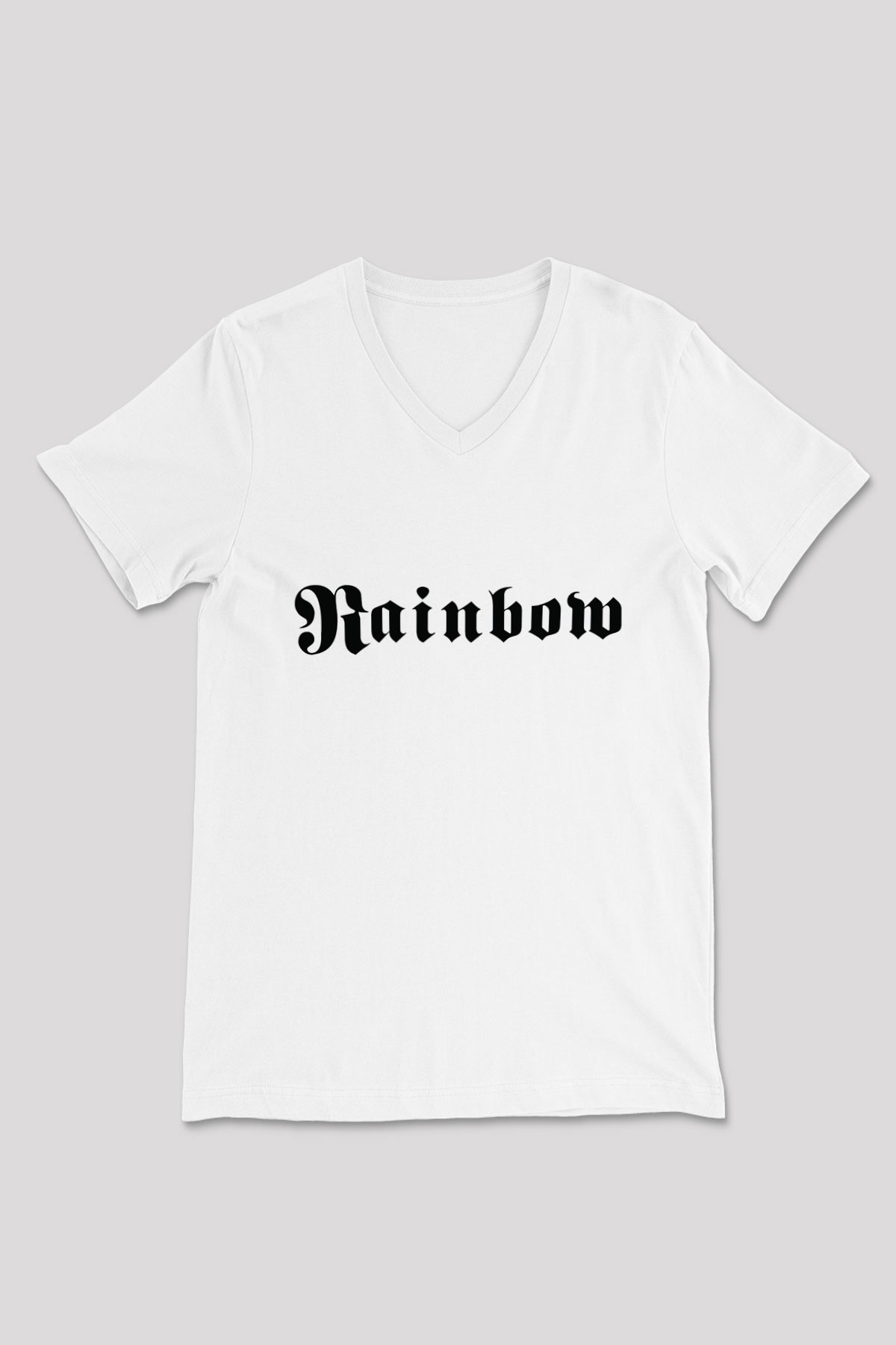 Rainbow Beyaz Unisex V Yaka Tişört T-Shirt