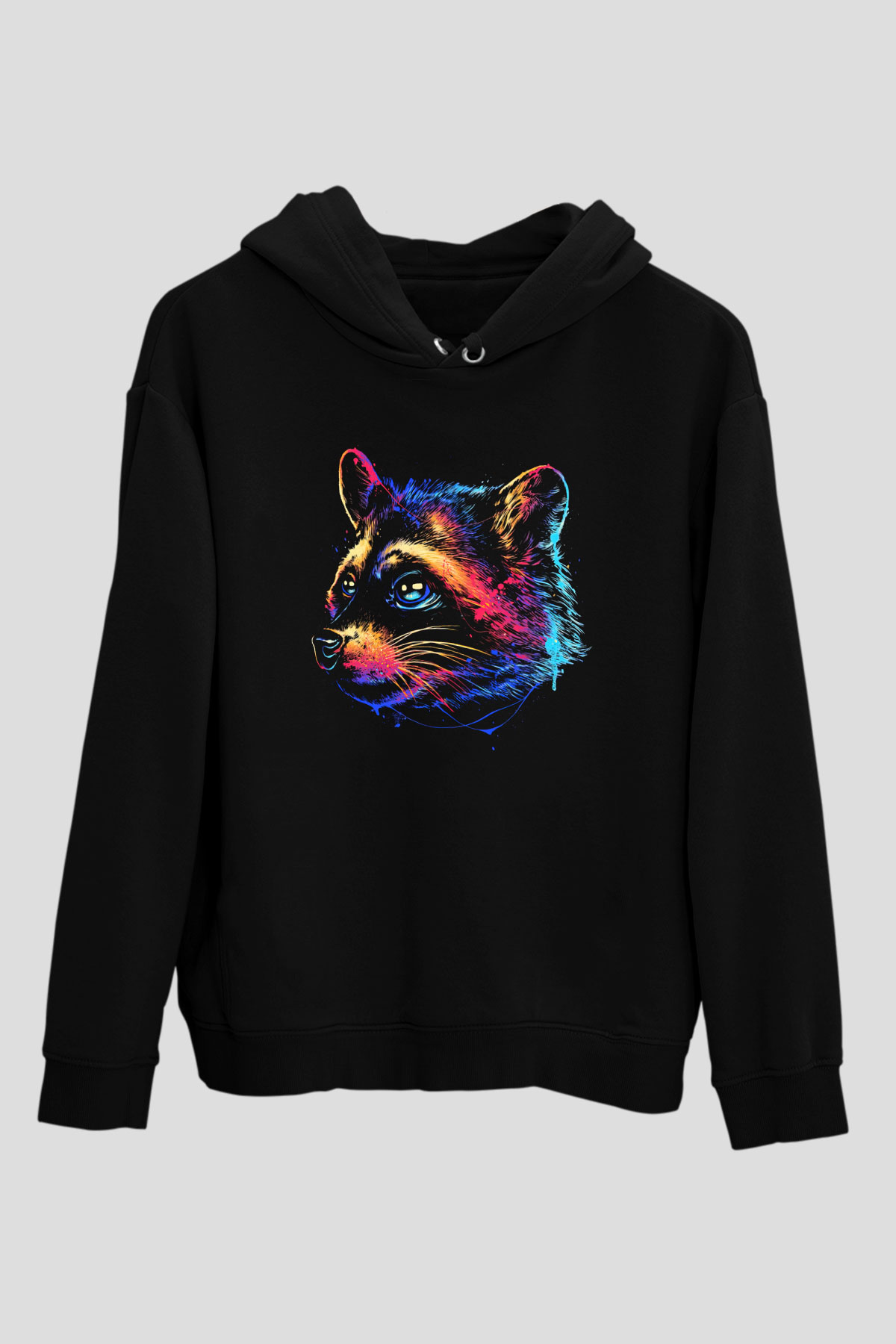 Rakun Siyah Unisex Hoodie